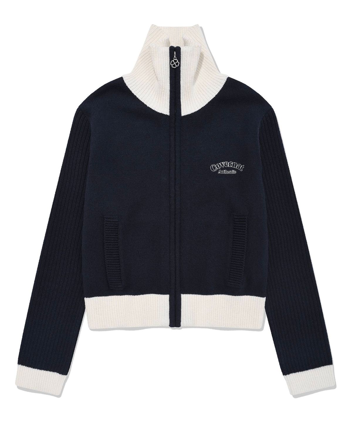 커버낫 우먼(COVERNAT WOMAN) 우먼 하이넥 집업 니트 Navy