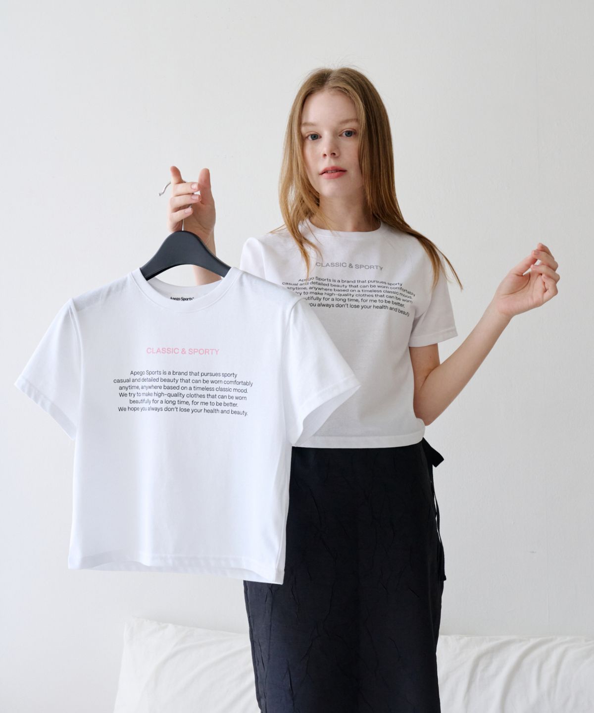 아페고 스포츠(APEGO SPORTS) Semi Crop Short Sleeve White (Grey)