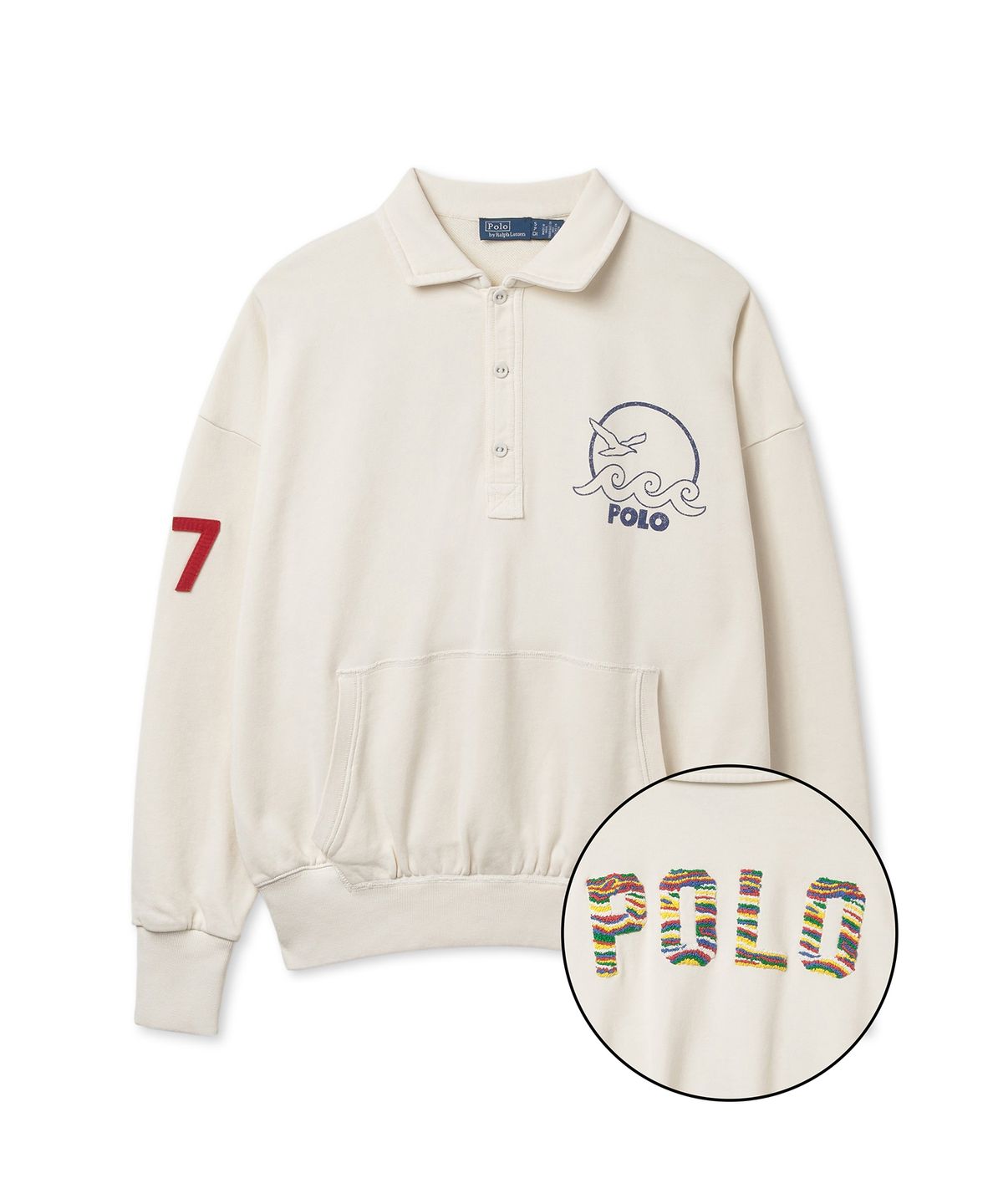 폴로 랄프 로렌(POLO RALPH LAUREN) W 로고 프렌치 테리 풀오버 - 내추럴