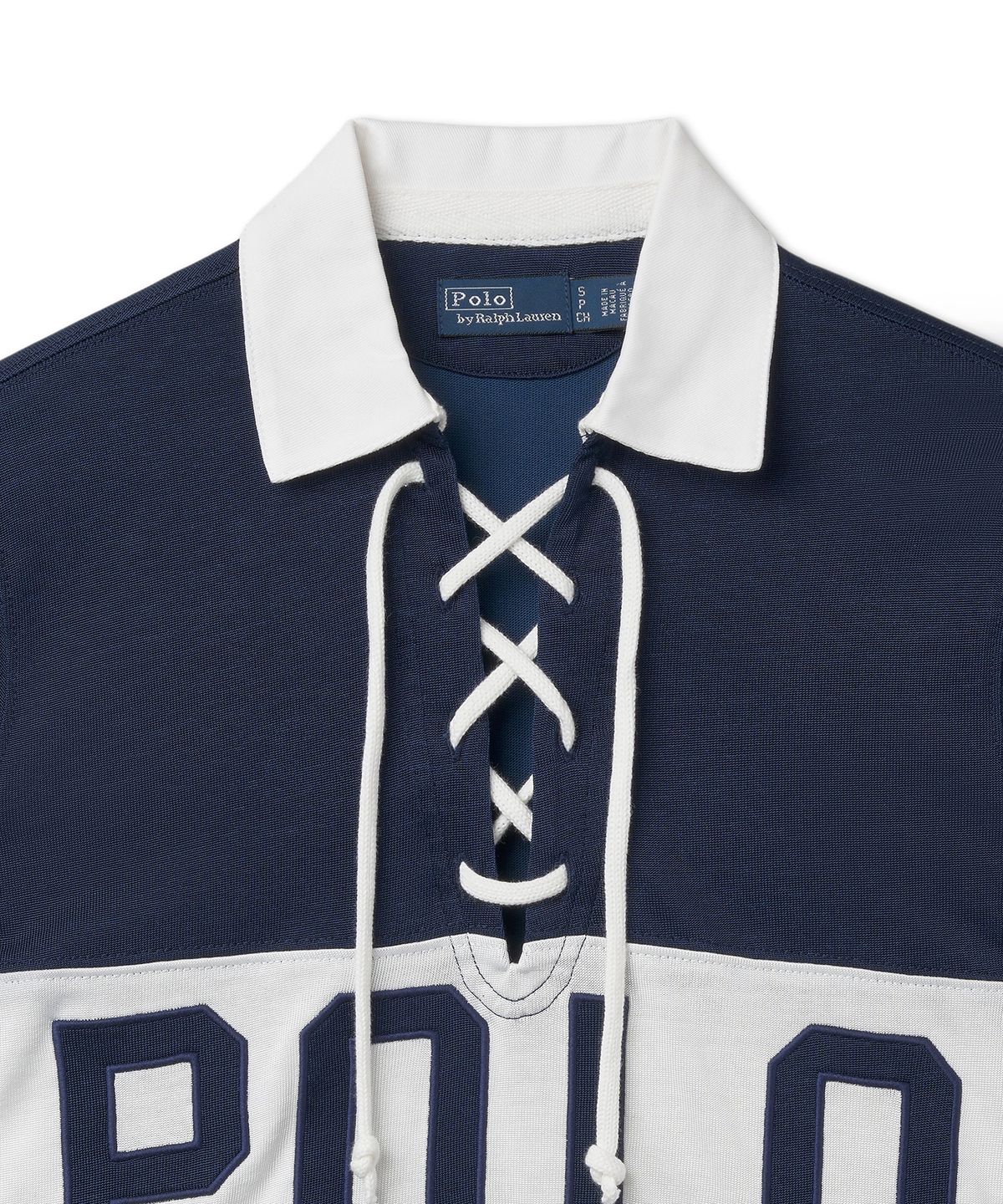 폴로 랄프 로렌(POLO RALPH LAUREN) W 레이스업 롱슬리브 폴로 셔츠 - 네이비