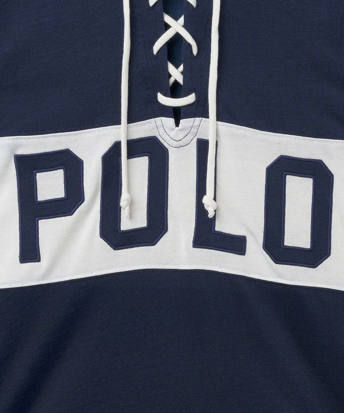 폴로 랄프 로렌(POLO RALPH LAUREN) W 레이스업 롱슬리브 폴로 셔츠 - 네이비