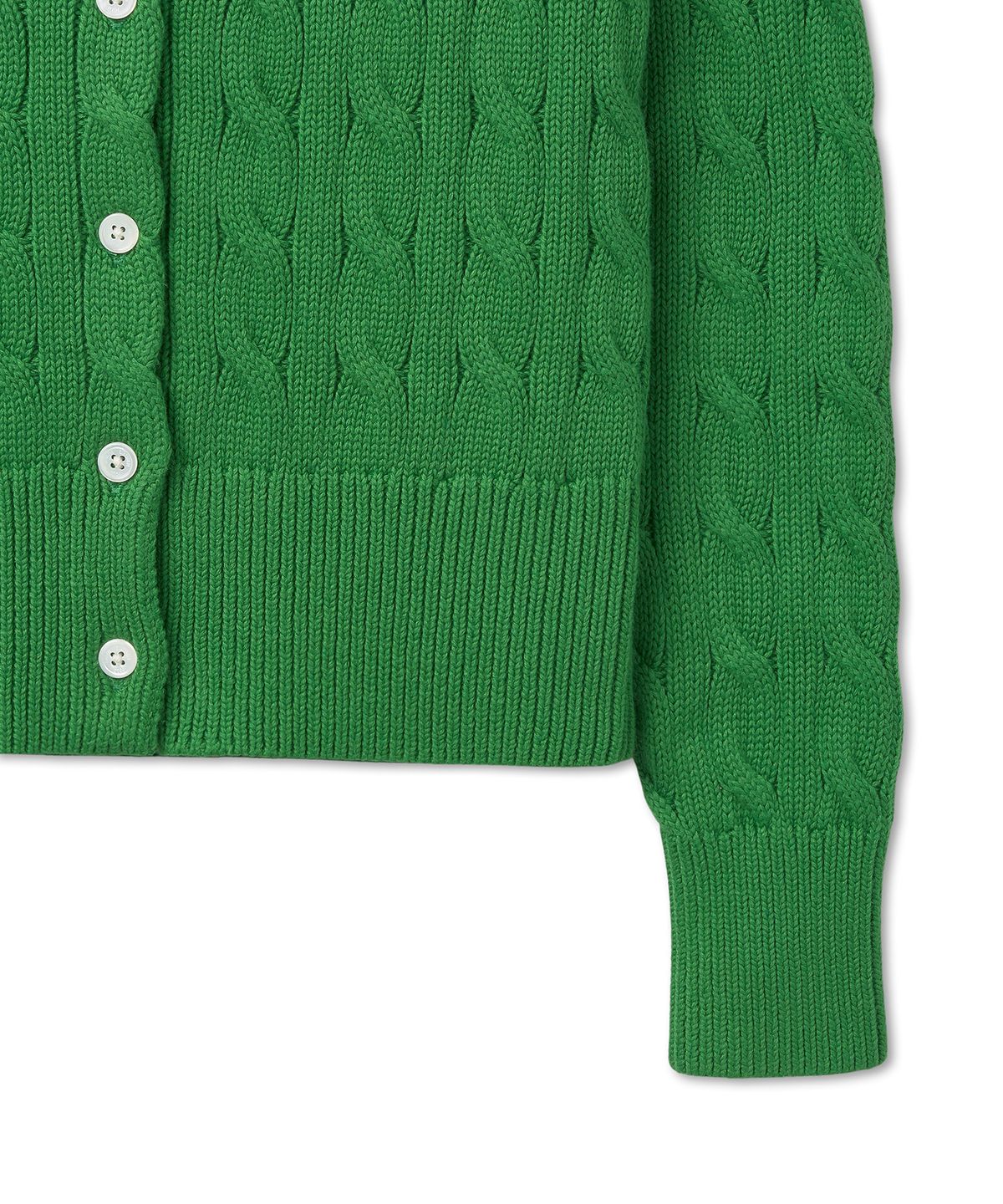폴로 랄프 로렌(POLO RALPH LAUREN) W 케이블 니트 코튼 크루넥 카디건 - 그린