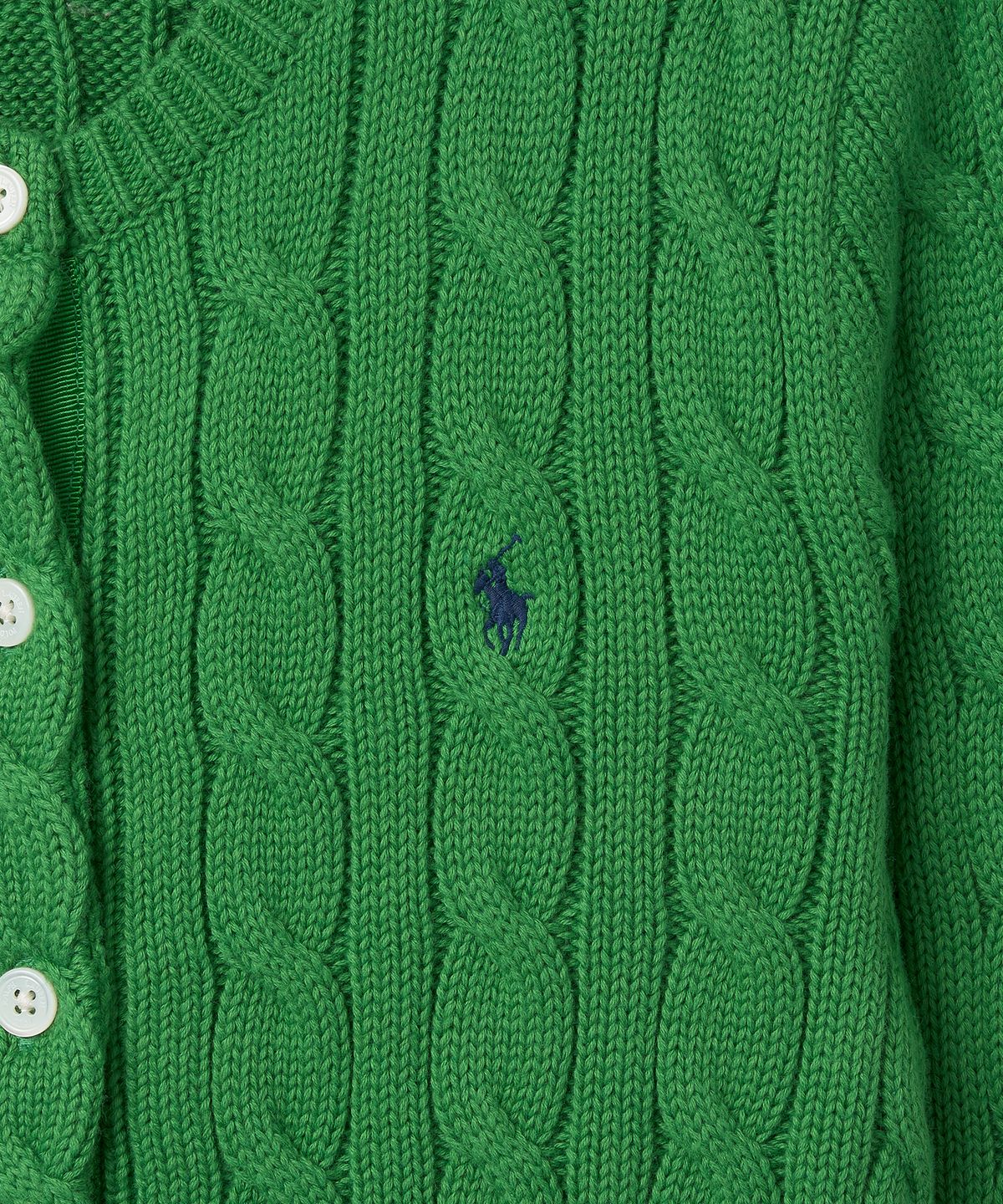 폴로 랄프 로렌(POLO RALPH LAUREN) W 케이블 니트 코튼 크루넥 카디건 - 그린