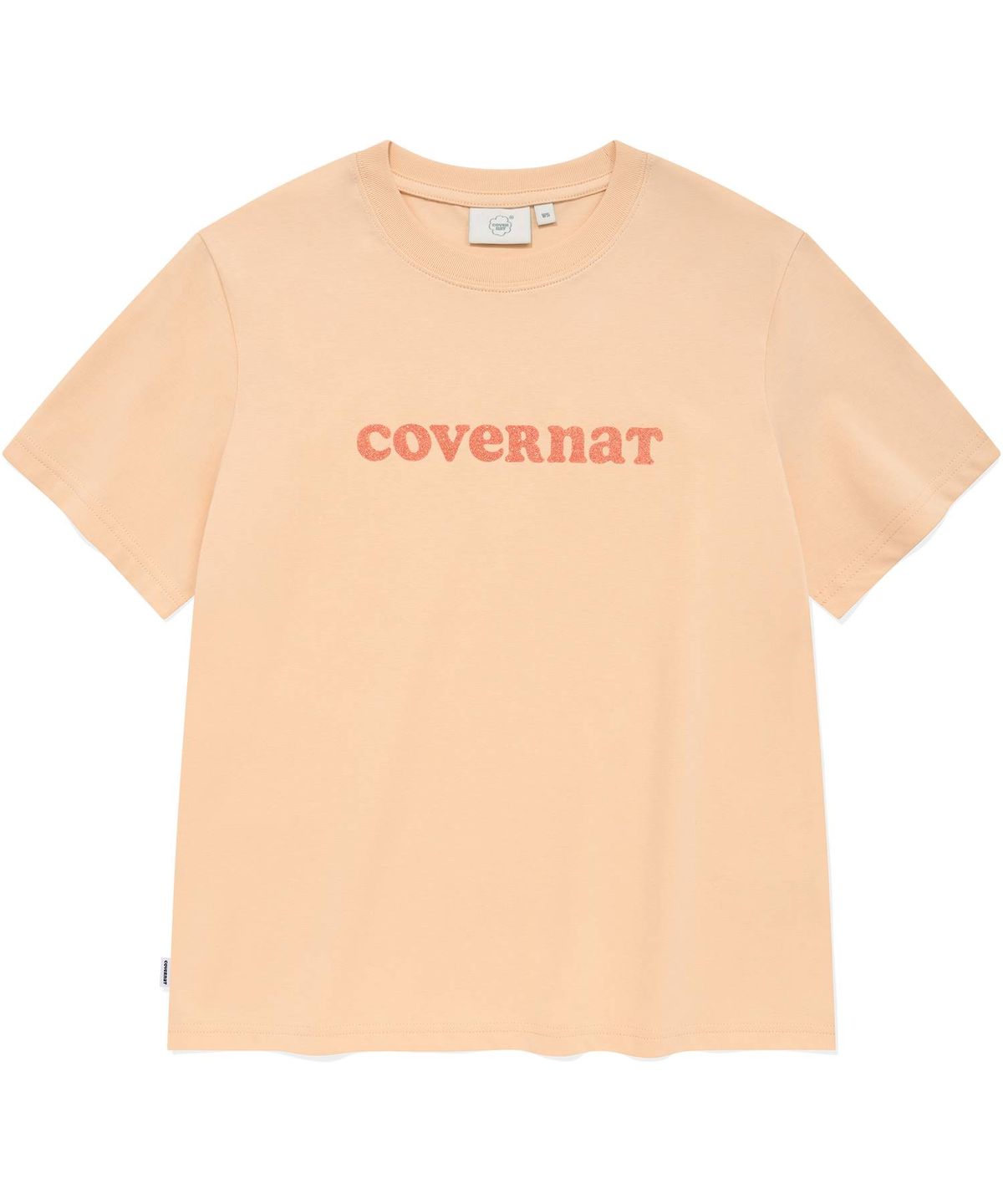 커버낫 우먼(COVERNAT WOMAN) 우먼 레귤러핏 글리터 쿠퍼 로고 티셔츠 Salmon
