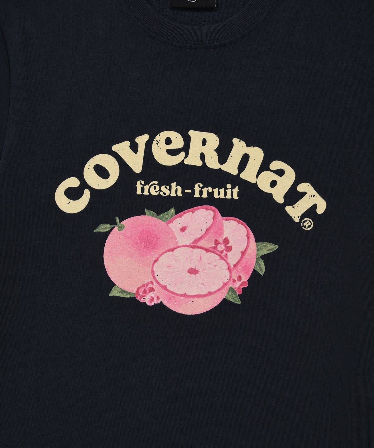커버낫 우먼(COVERNAT WOMAN) 우먼 크롭 프루트 티셔츠 Navy