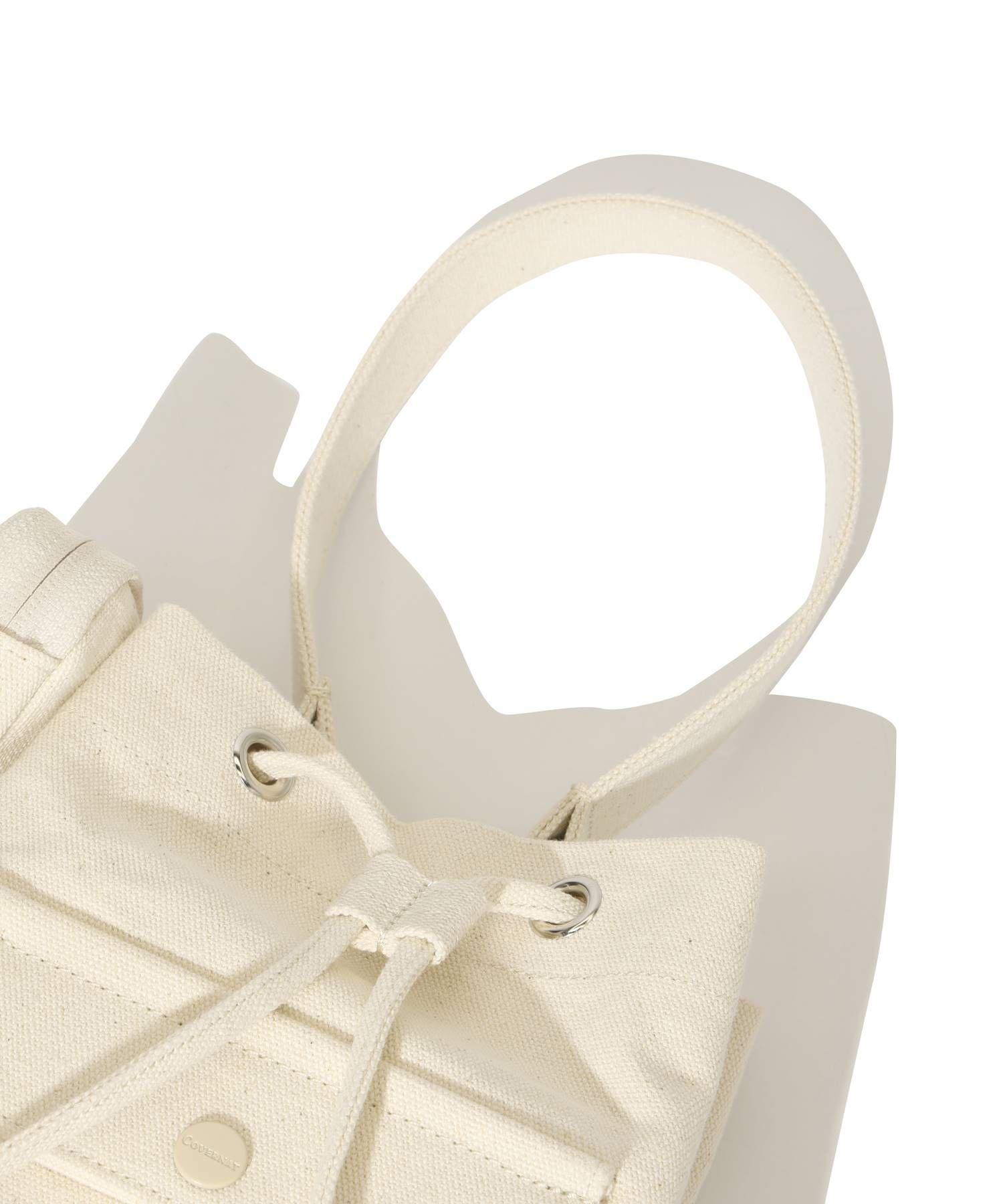 MUSINSA | COVERNAT WOMAN Clover Heart Canvas Bucket Bag Ivory