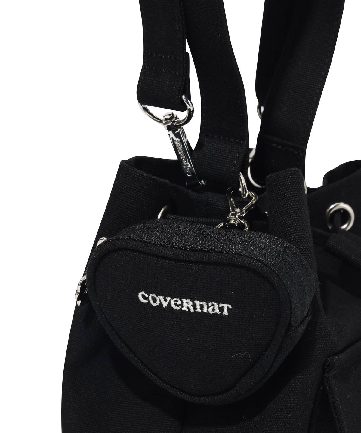커버낫 우먼(COVERNAT WOMAN) 클로버하트 캔버스 버킷백 Black