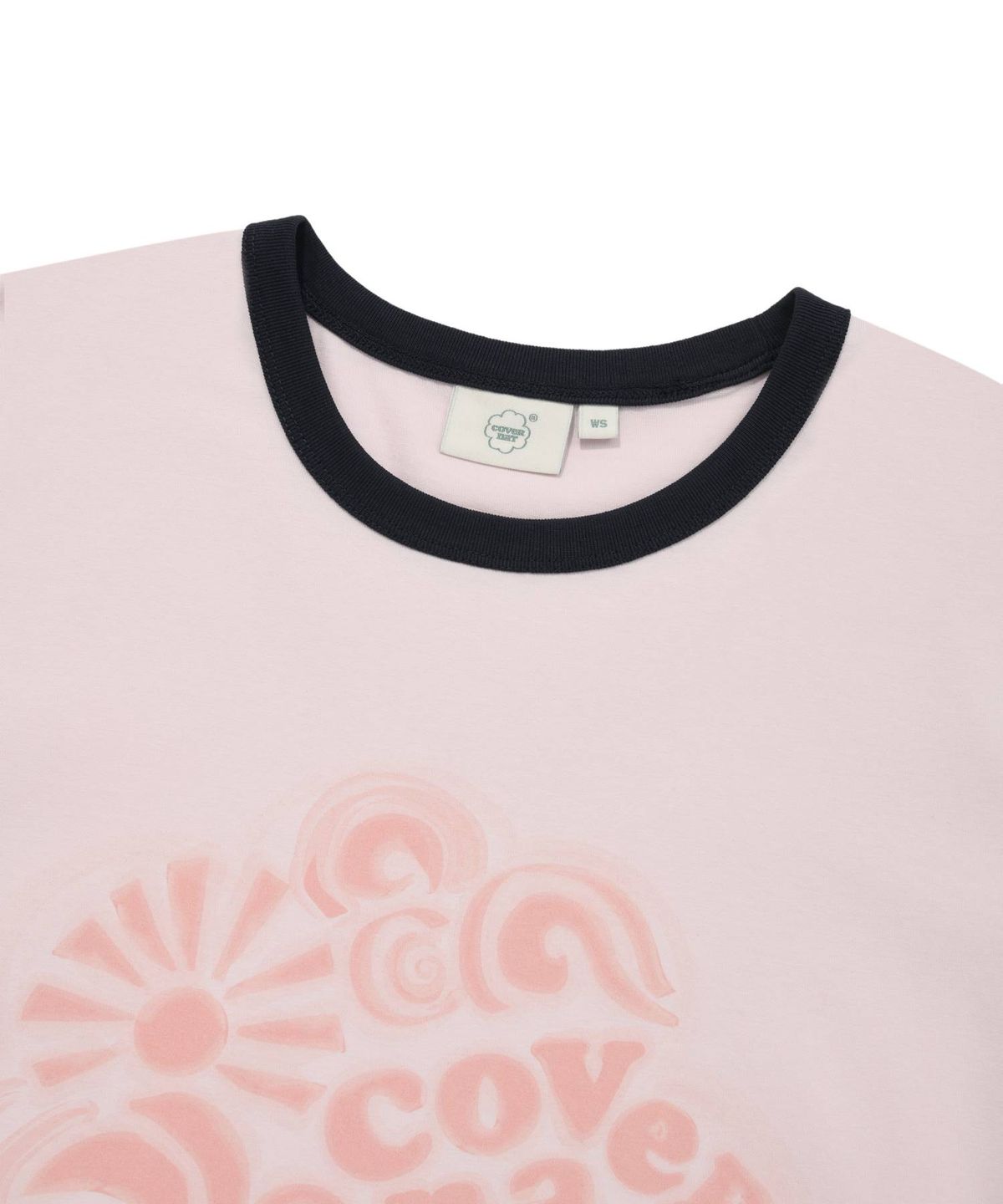 커버낫 우먼(COVERNAT WOMAN) 우먼 클로버하트 링거 티셔츠 Light Pink