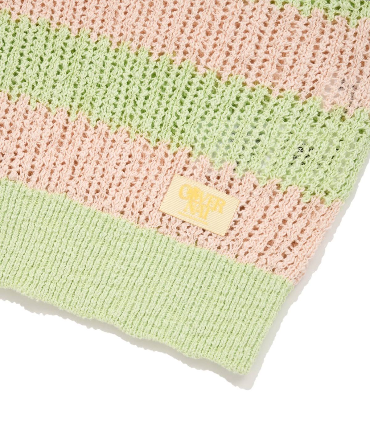 커버낫 우먼(COVERNAT WOMAN) 우먼 스트라이프 하프 니트 Light Pink