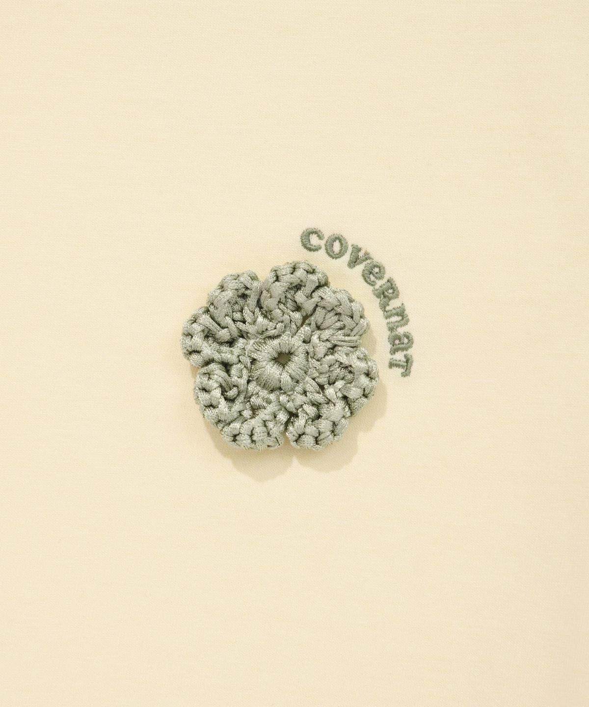 커버낫 우먼(COVERNAT WOMAN) 우먼 크롭 오버핏 코사지 티셔츠 Cream