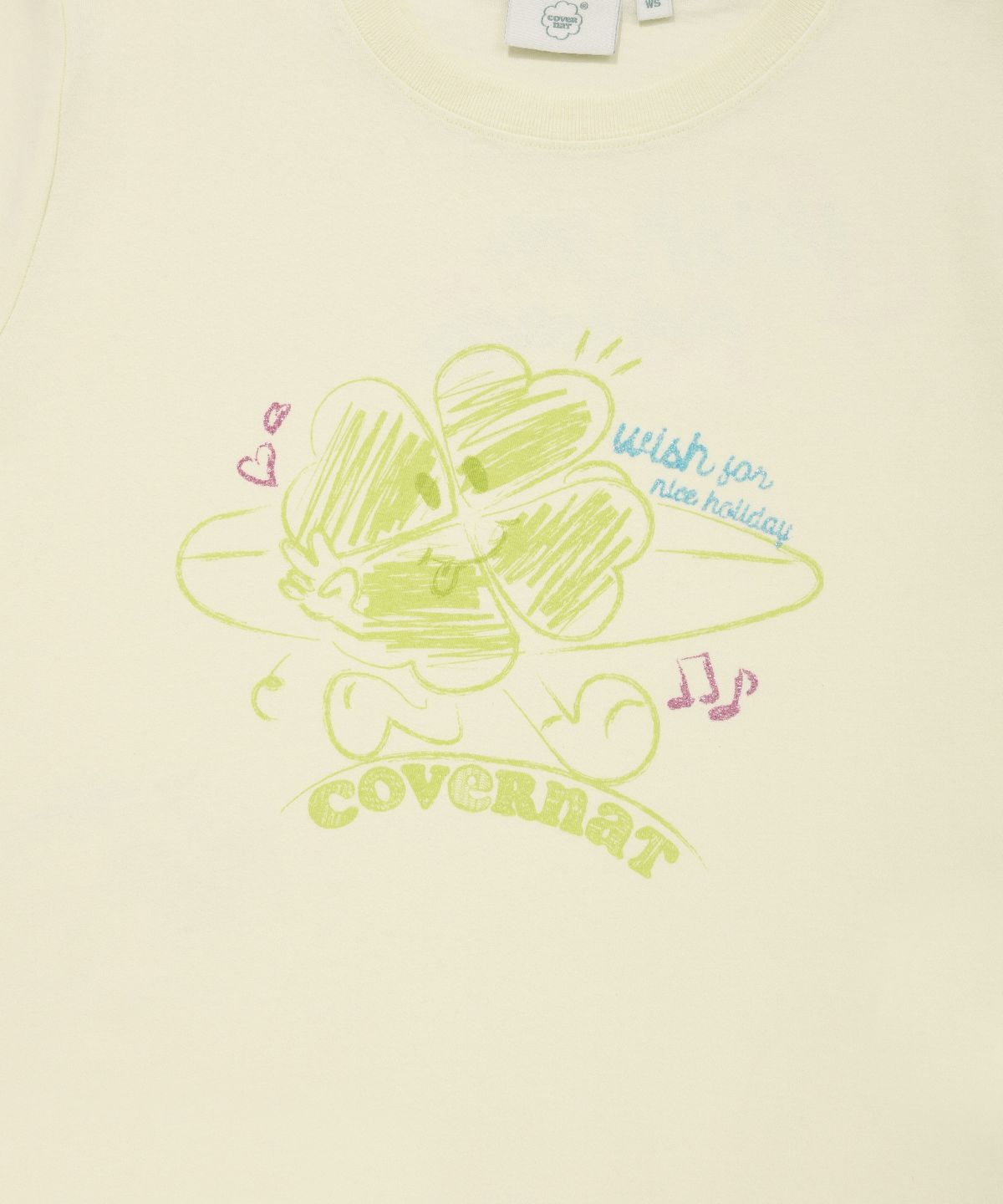 커버낫 우먼(COVERNAT WOMAN) 우먼 두들 클로버하트 티셔츠 Light Lime