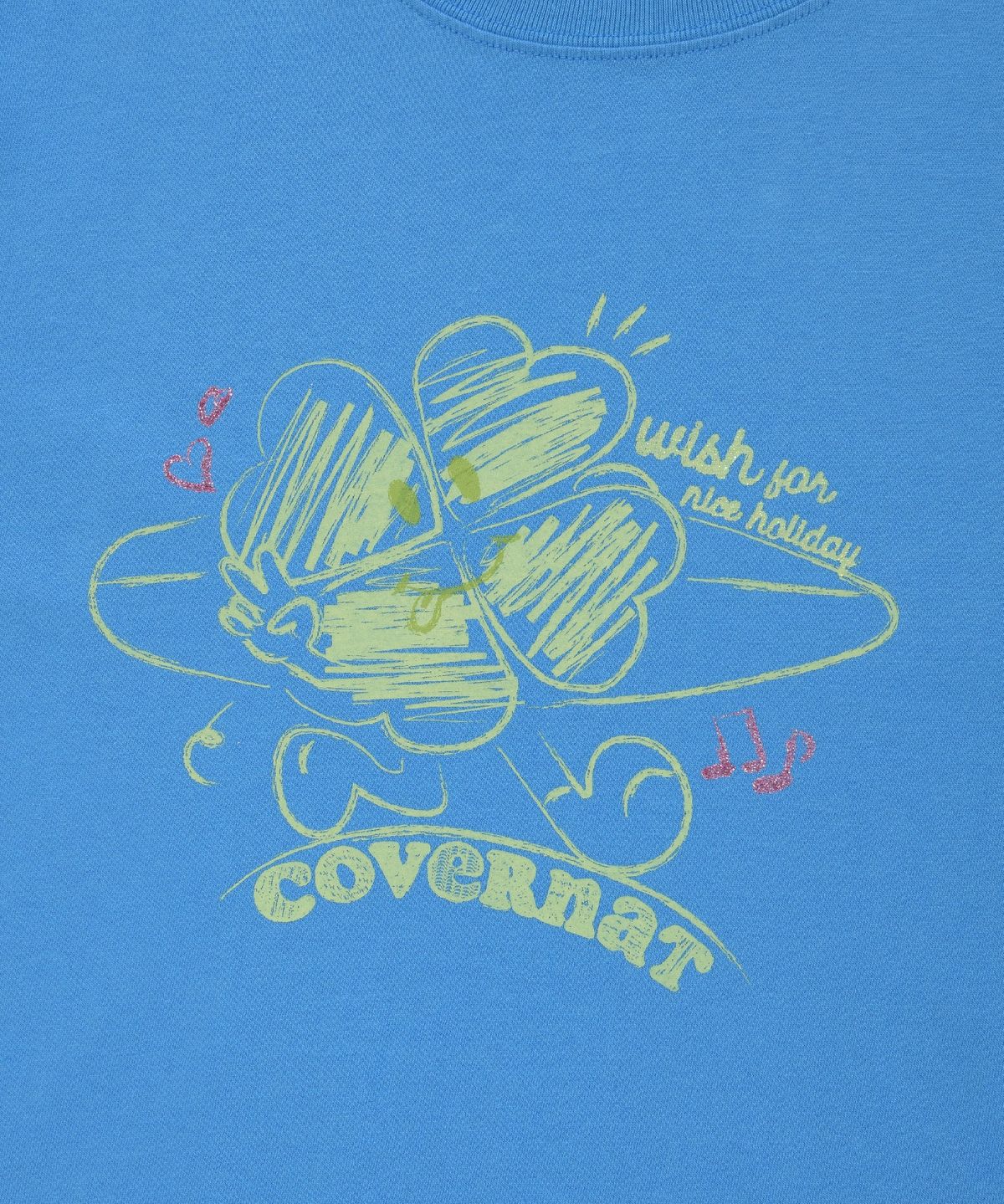 커버낫 우먼(COVERNAT WOMAN) 우먼 두들 클로버하트 티셔츠 Blue