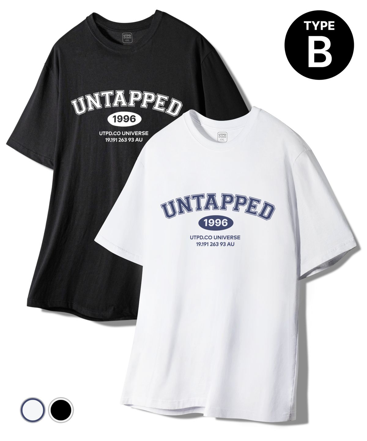 언탭트 스튜디오(UNTAPPED STUDIO) [2SET]5종 썸머 시그니처 그래픽 로고 오버핏 반팔 티셔츠