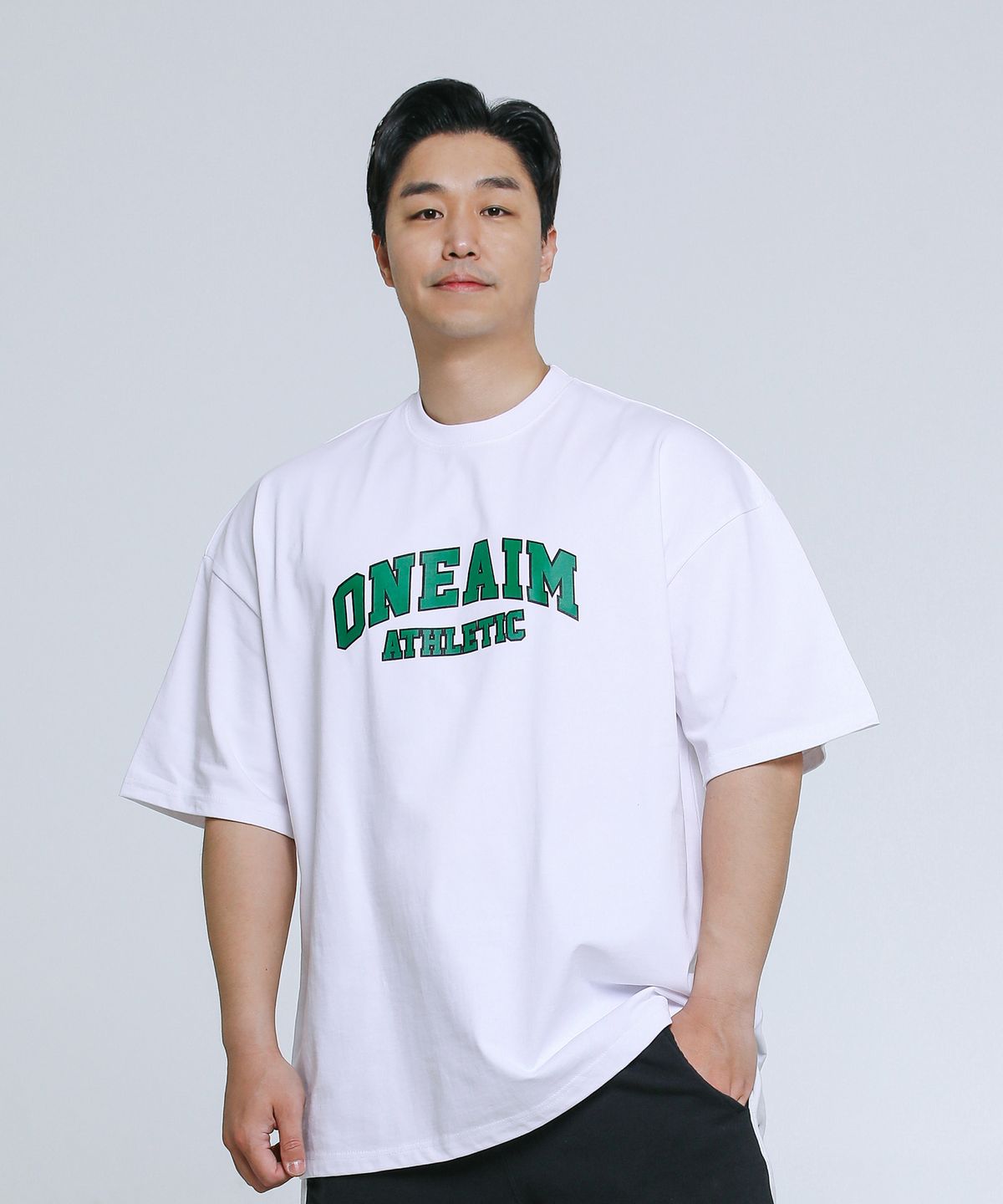 원에임(ONEAIM) 헤비 아치로고 오버핏 반팔 2컬러