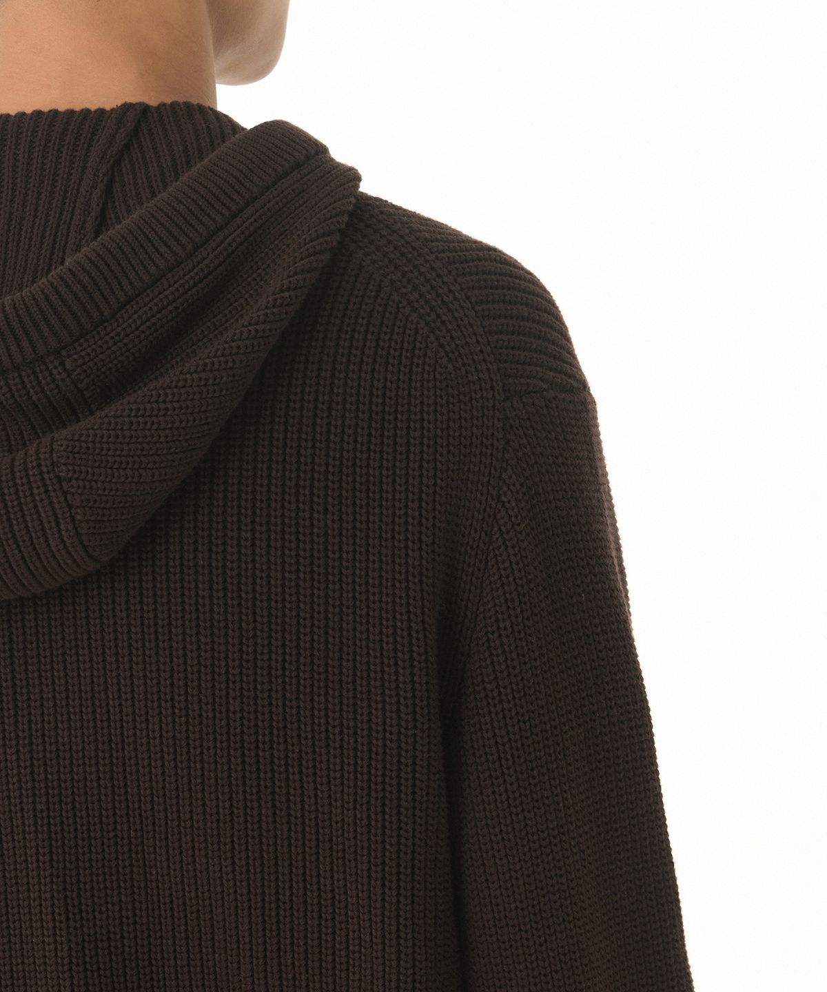 무신사 스탠다드(MUSINSA STANDARD) 리브드 니트 후디드 집업 [브라운]