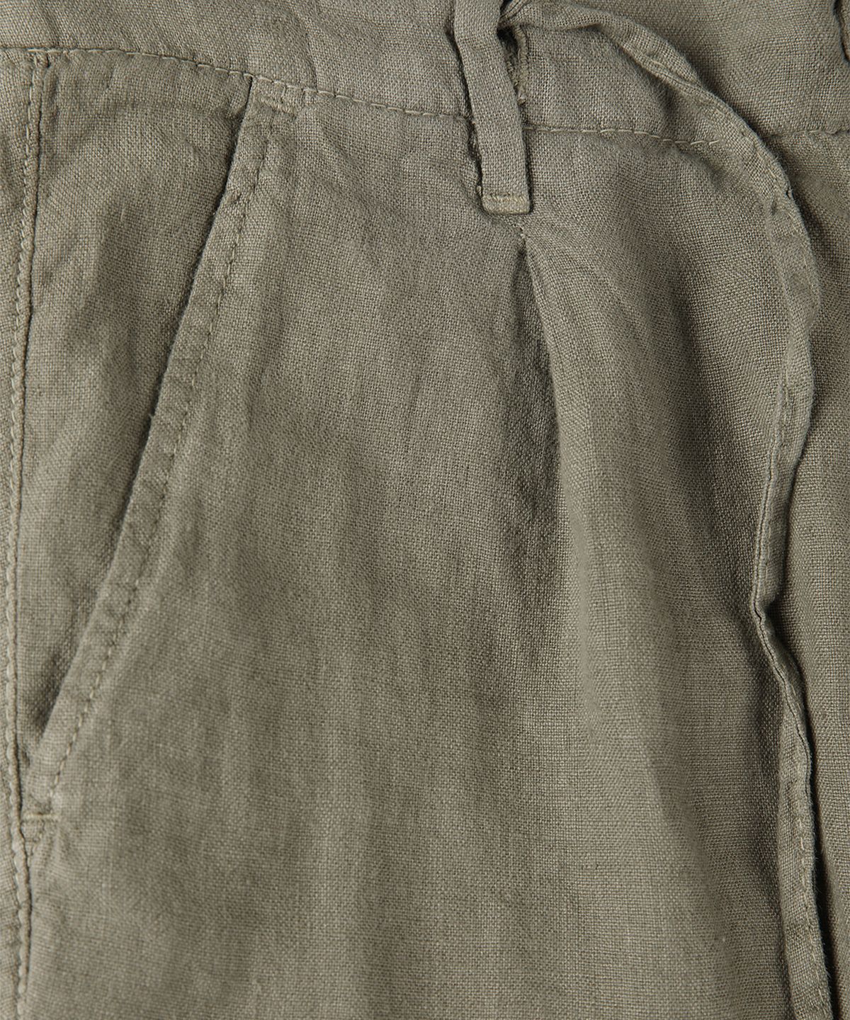 빠니깔레(PANICALE) 카키 워시드 리넨 버뮤다 쇼츠