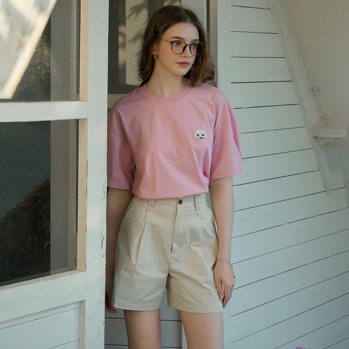 심플레트로(SIMPLE RETRO) SR_Golden retriever embroidery top