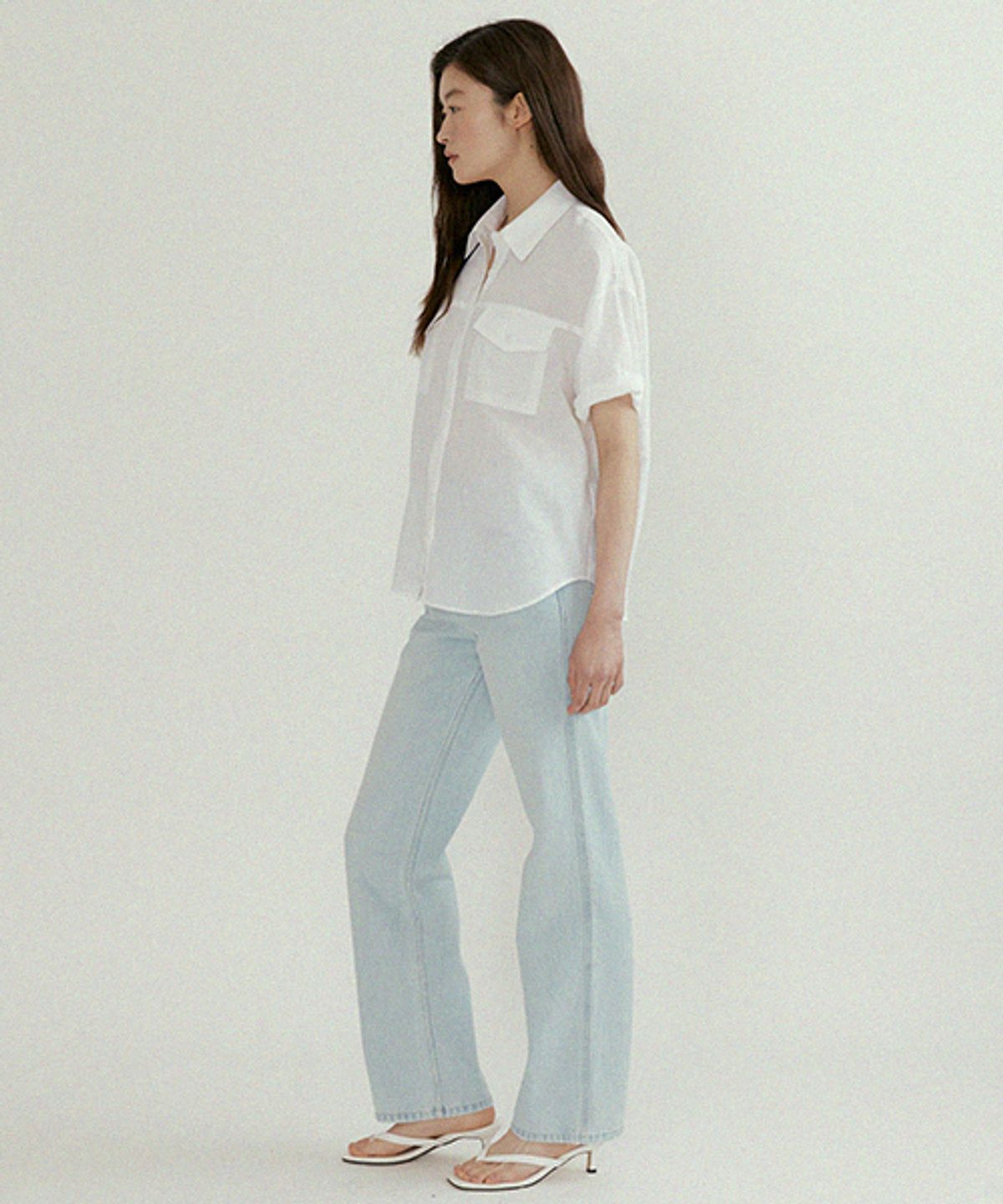 링서울(LINGSEOUL) linen bamboo blended pocket blouse-ivory