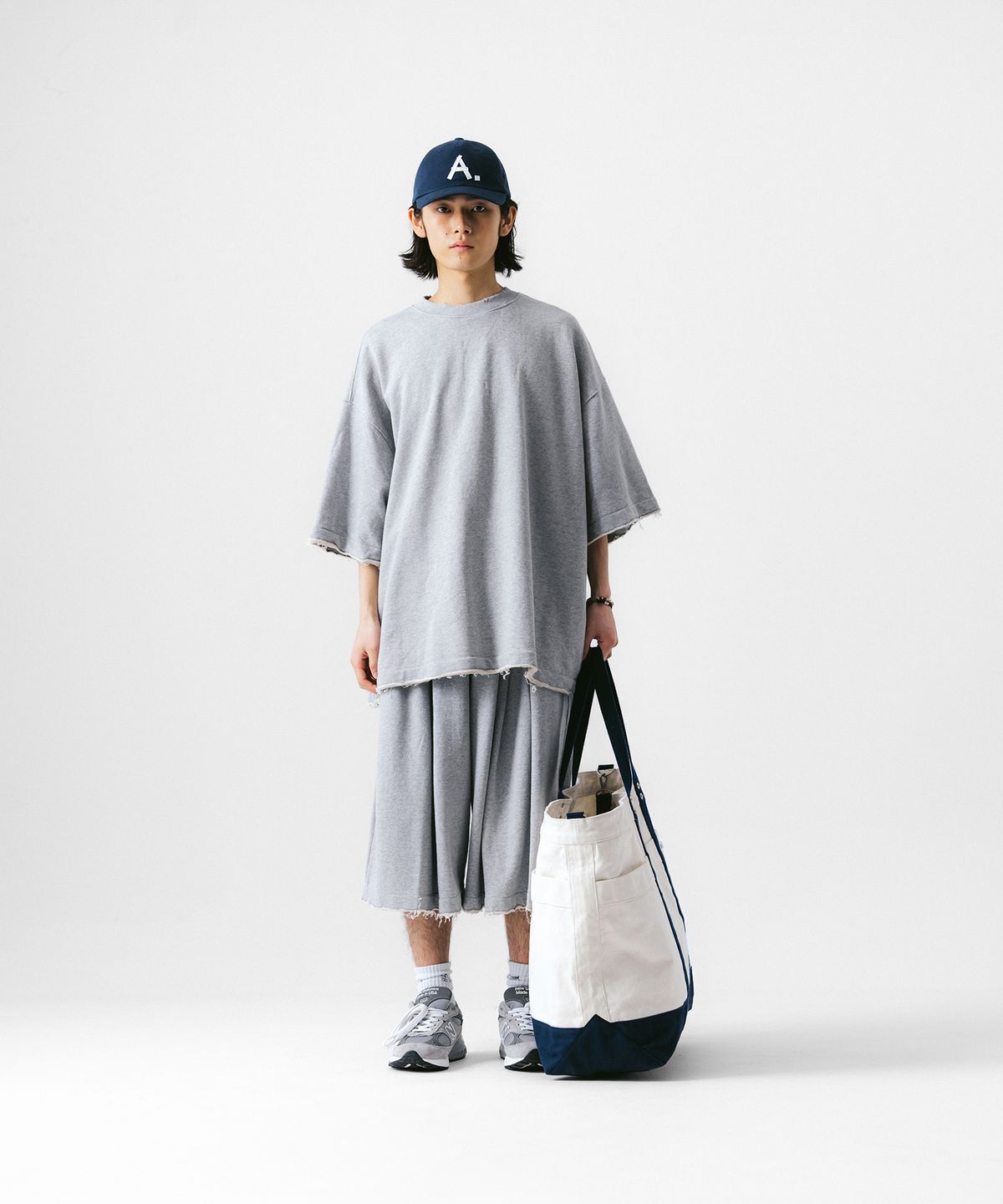 앵글런(ANGLAN) Around Canvas Big Tote Bag - Navy