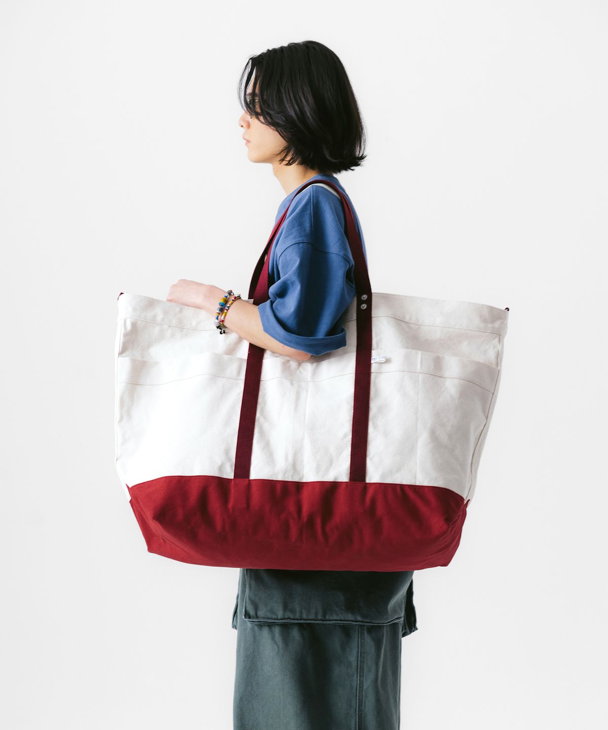 앵글런(ANGLAN) Around Canvas Big Tote Bag - Burgundy