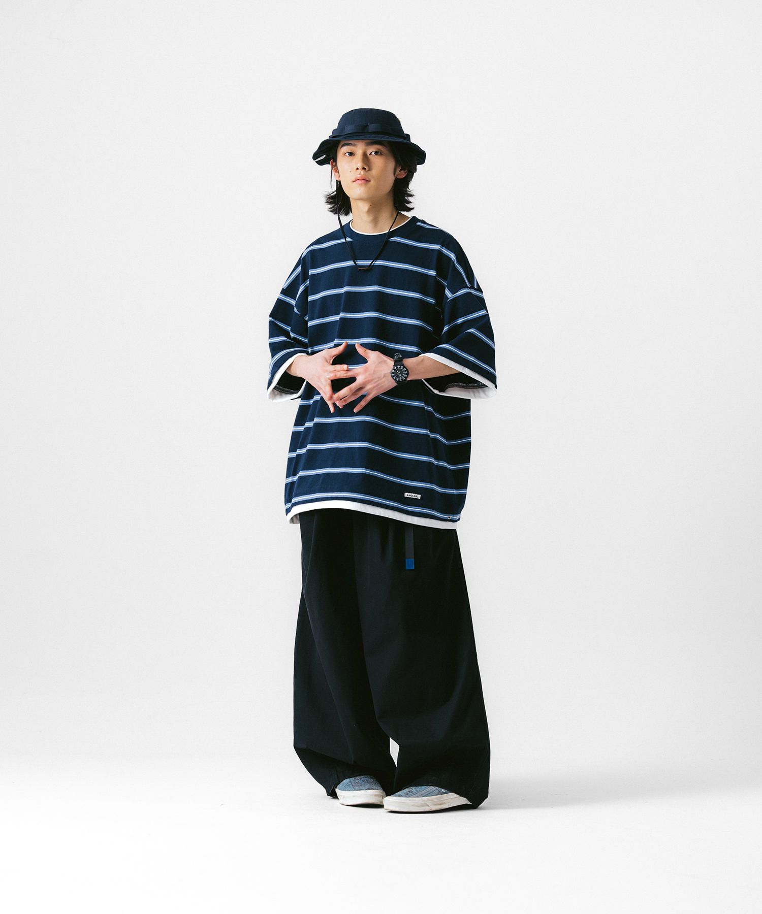 【ANGLAN】Linen Belt Wide Pants MUSINSA | ANGLAN Twill Tuck Belt Balloon Pants - Black