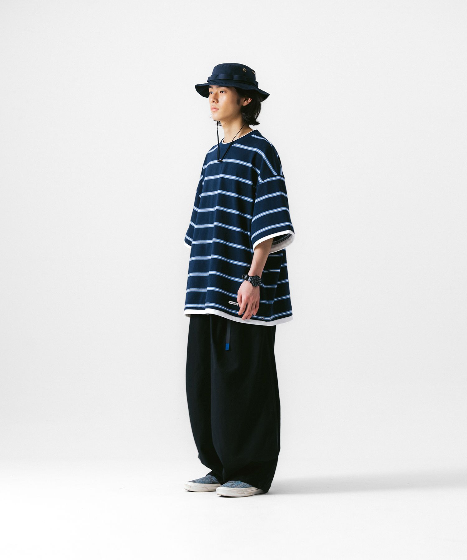 MUSINSA | ANGLAN Twill Tuck Belt Balloon Pants - Black