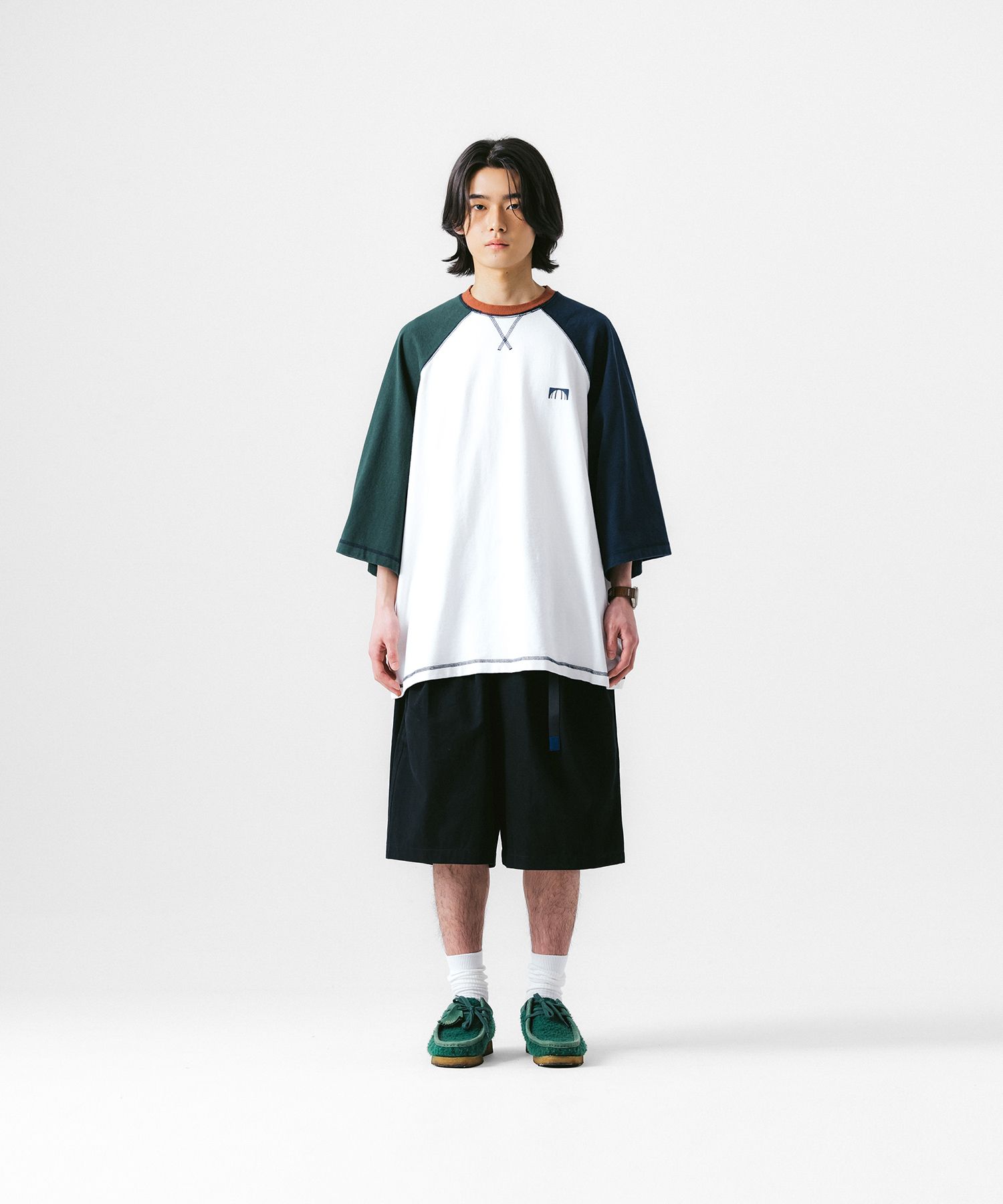 MUSINSA | ANGLAN Twill Tuck Belt Wide Half Pants - Black