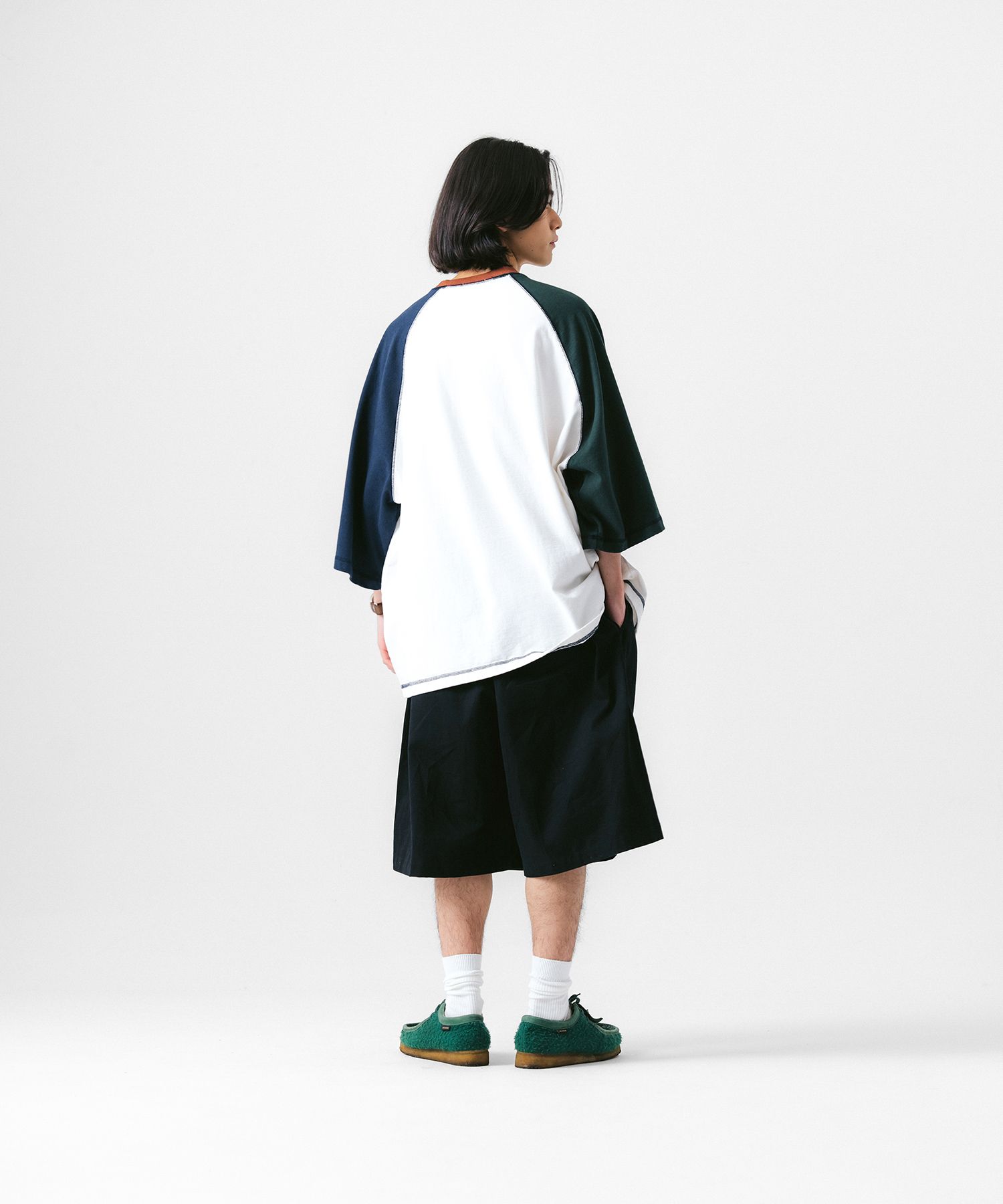 MUSINSA | ANGLAN Twill Tuck Belt Wide Half Pants - Black