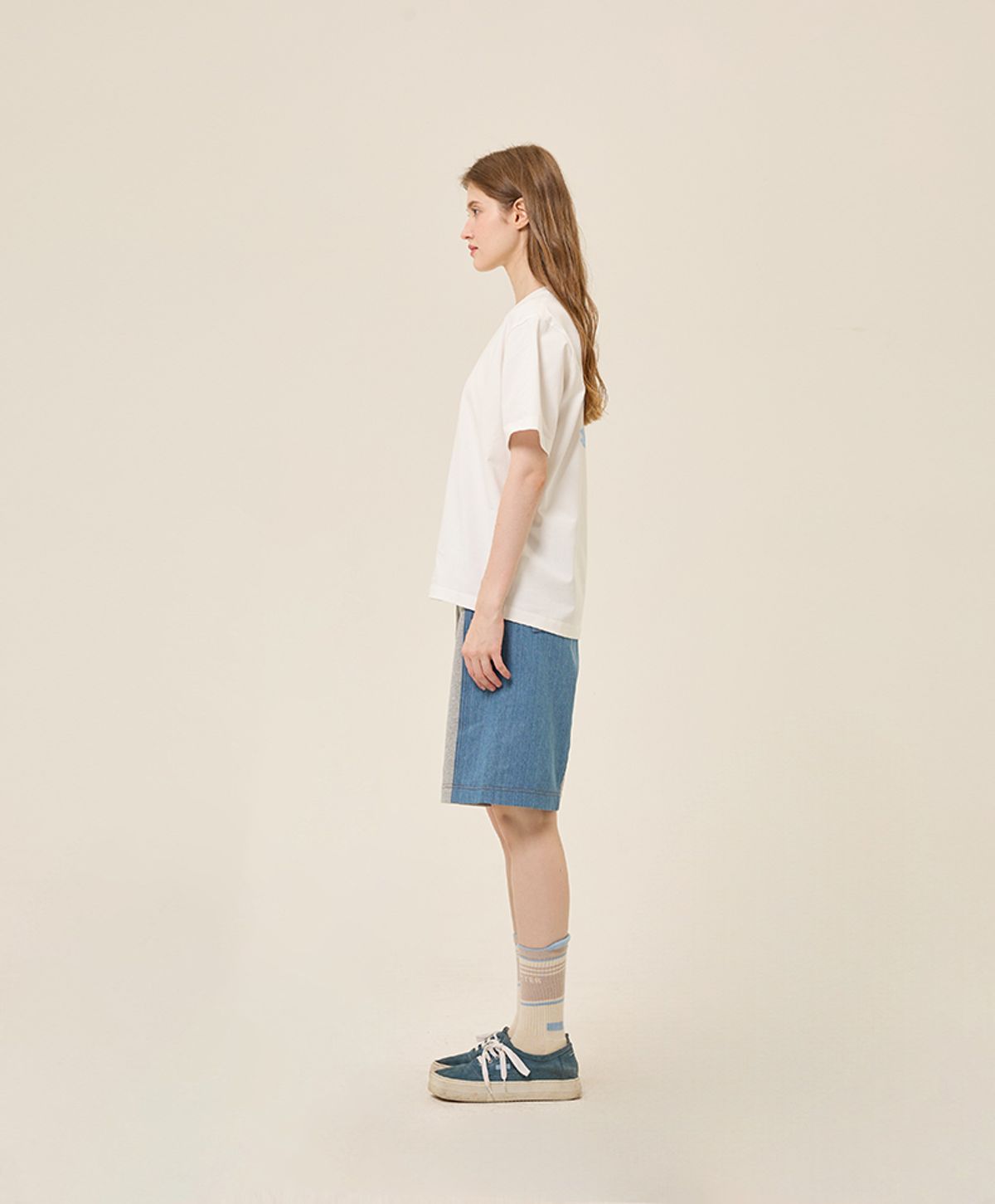 누크피터(NUUKFITTER) DENIM SWEAT SHORTS [LIGHT GRAY]