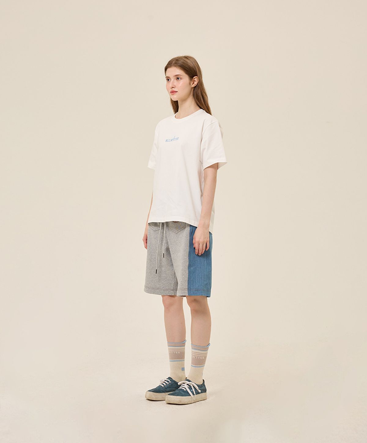 누크피터(NUUKFITTER) DENIM SWEAT SHORTS [LIGHT GRAY]