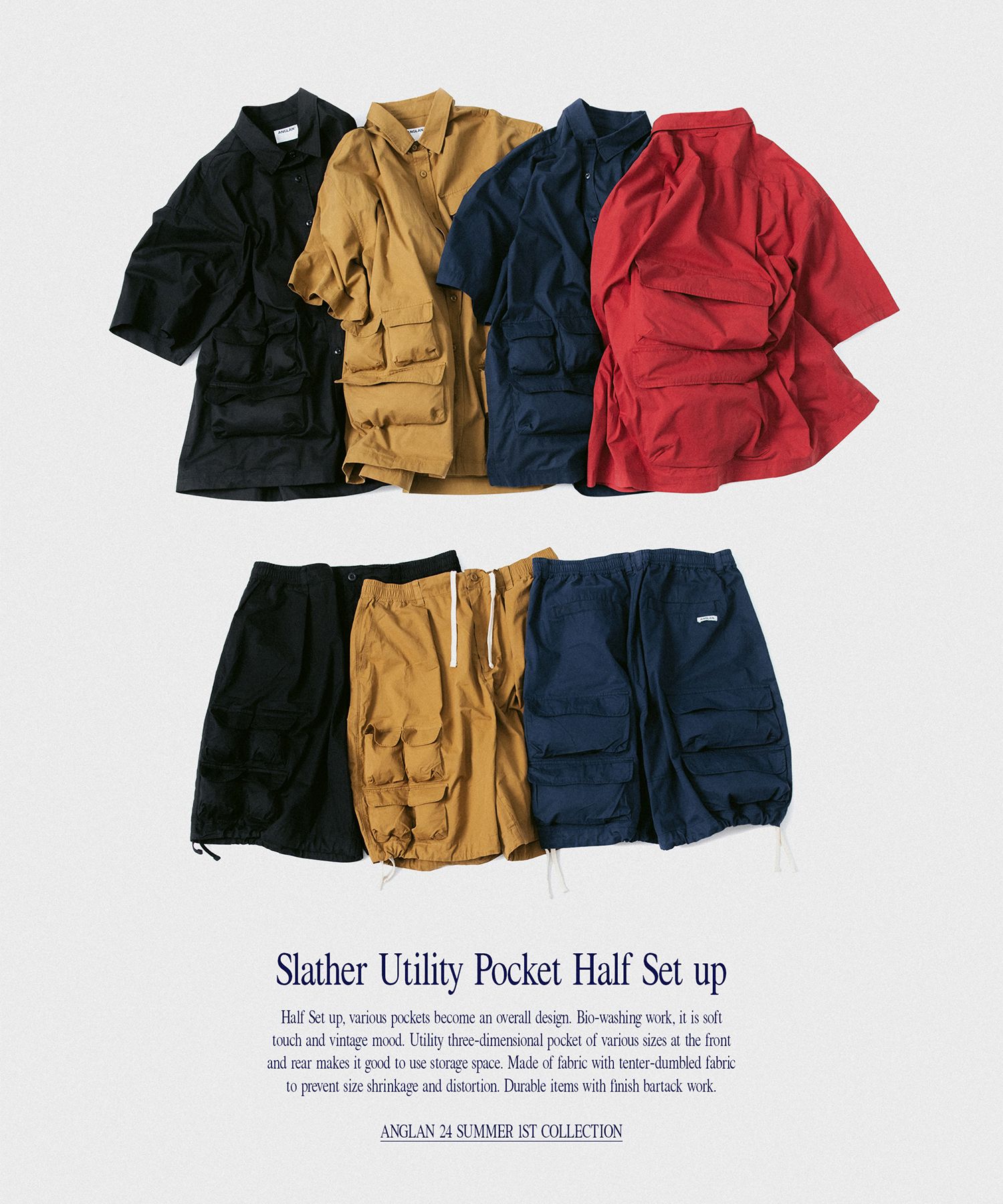 MUSINSA | ANGLAN Slather Utility Pocket Half Pants - Black