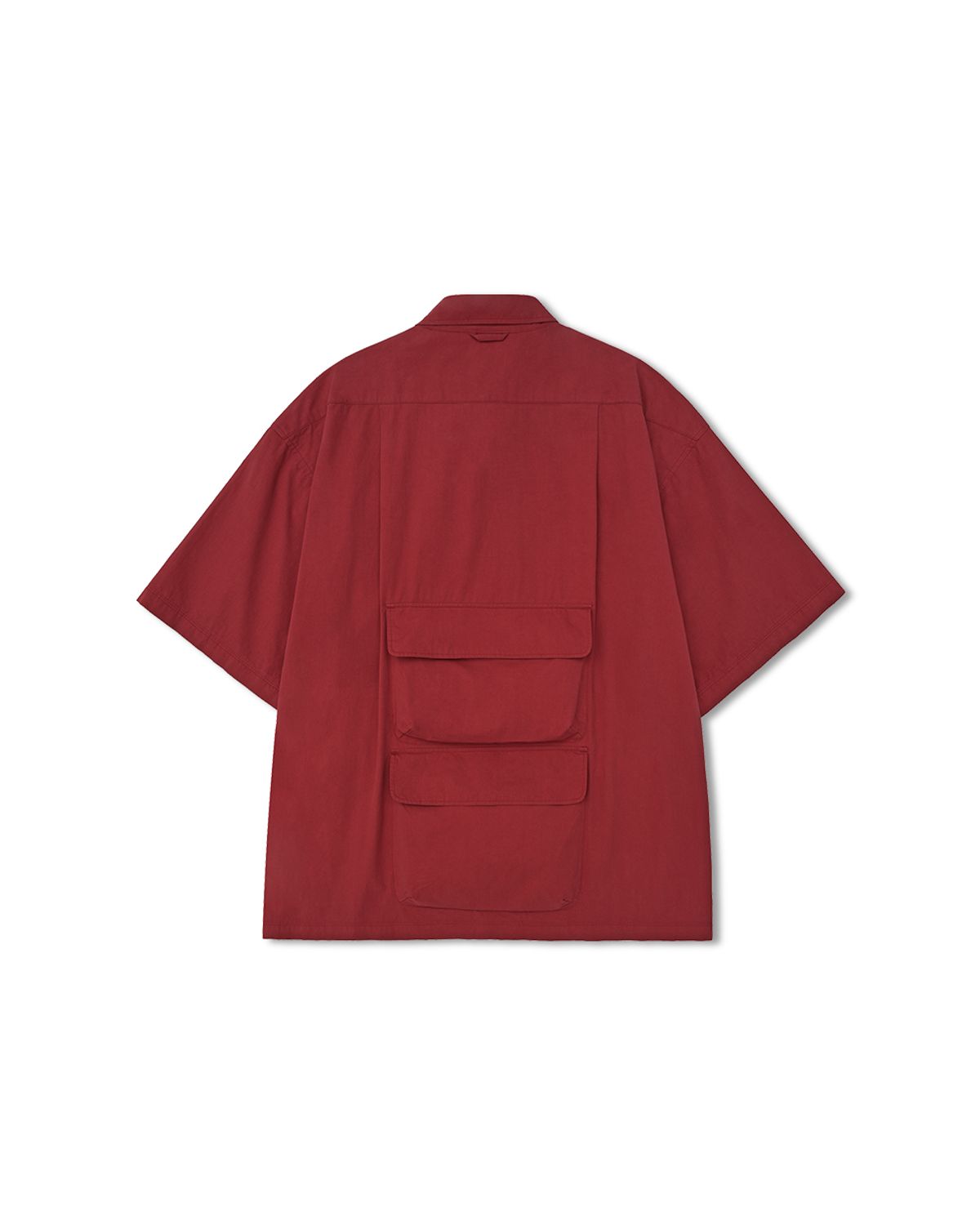 앵글런(ANGLAN) Slather Utility Pocket Half Shirt - Red