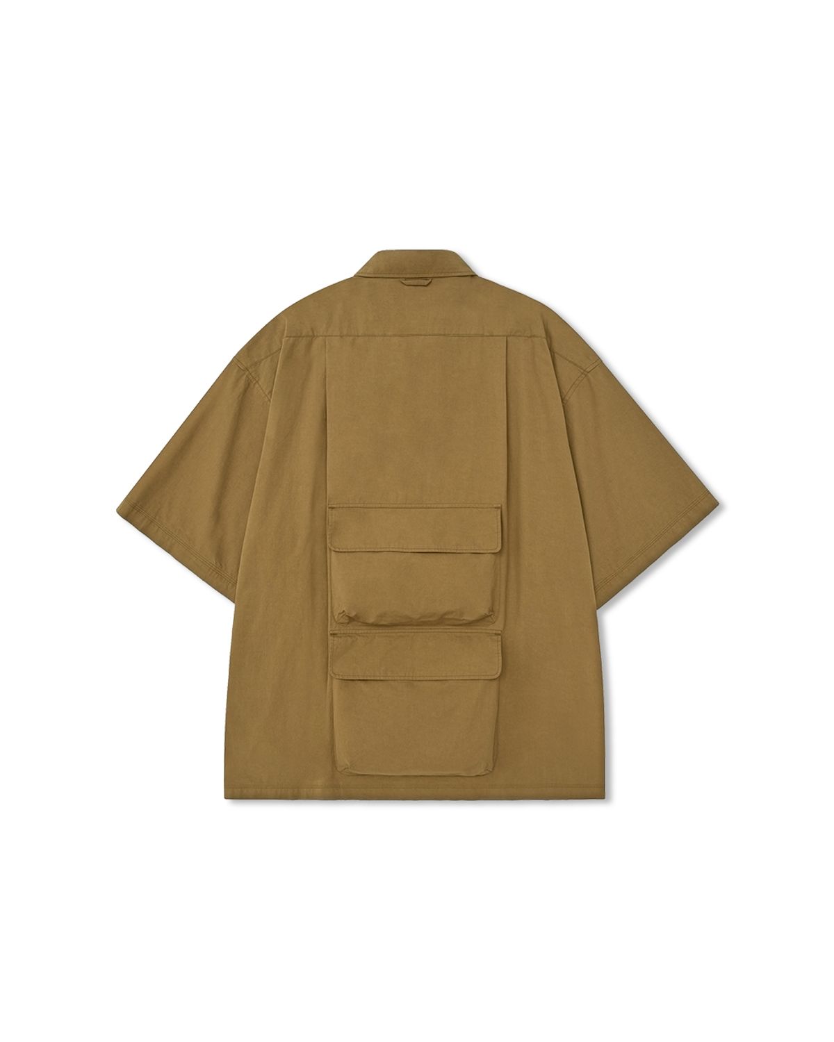 앵글런(ANGLAN) Slather Utility Pocket Half Shirt - Beige