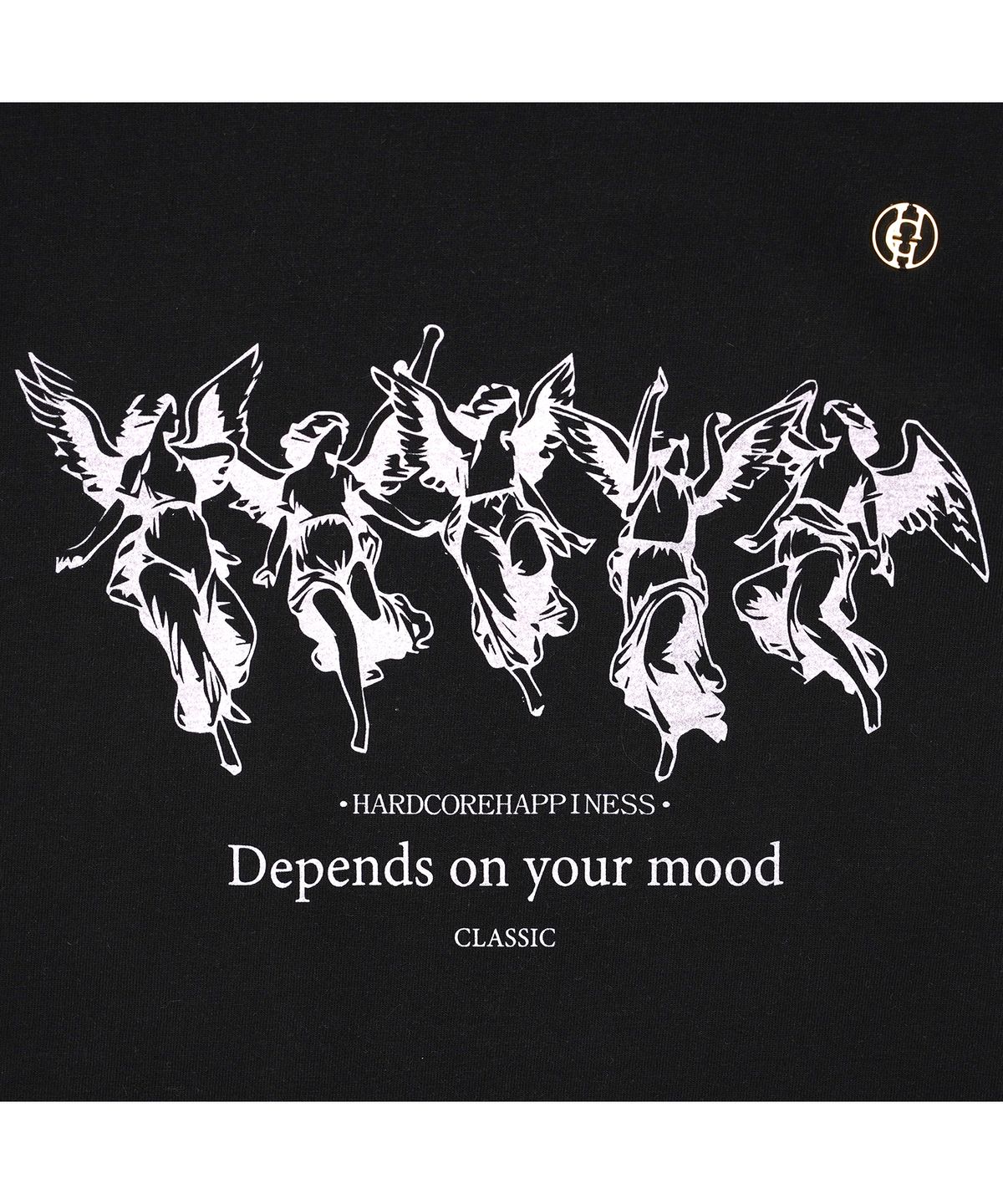 하드코어 해피니스(HARDCORE HAPPINESS) 슬로건 엔젤 티셔츠_검정