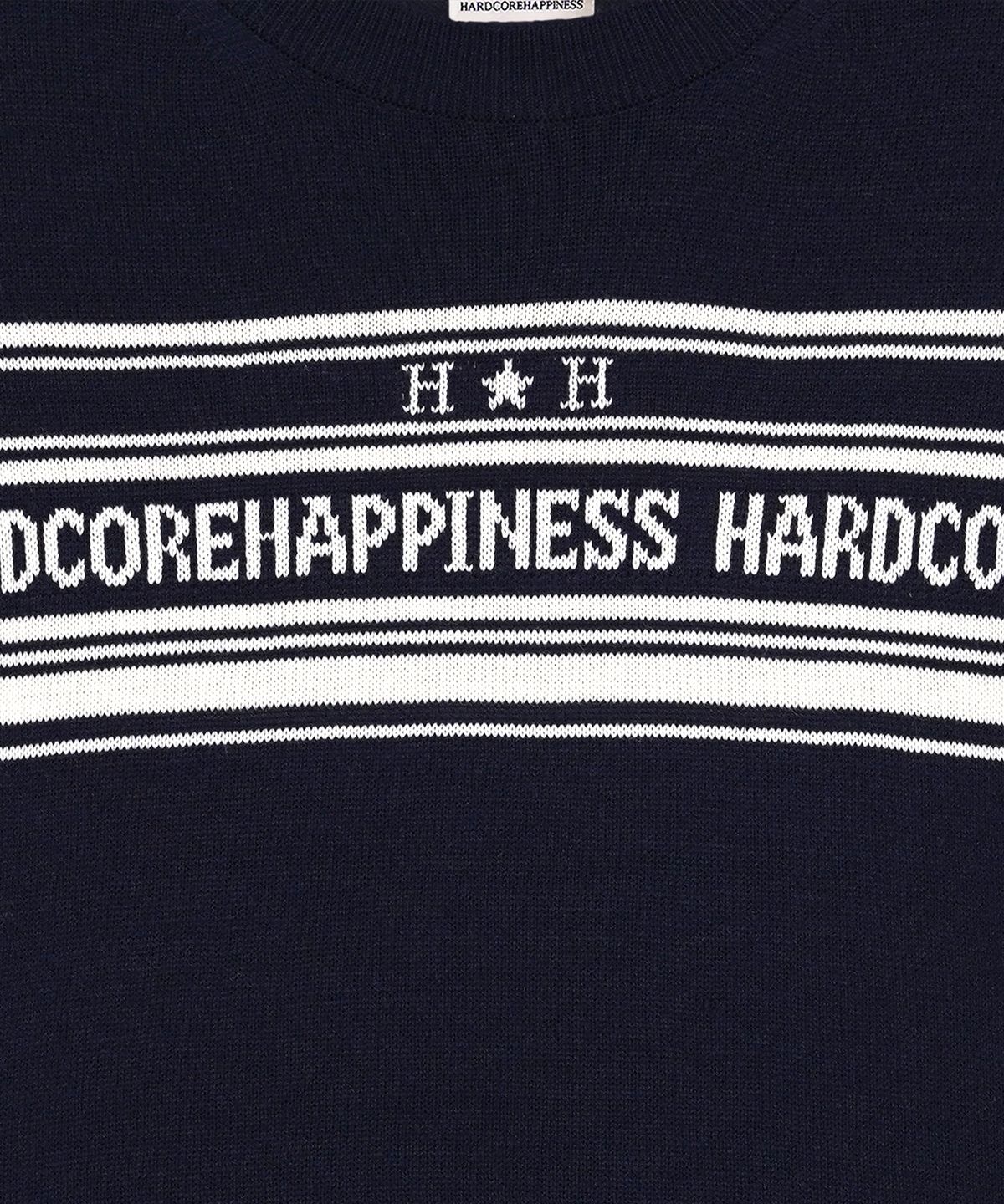 하드코어 해피니스(HARDCORE HAPPINESS) 해피니스 라운드넥 니트_네이비