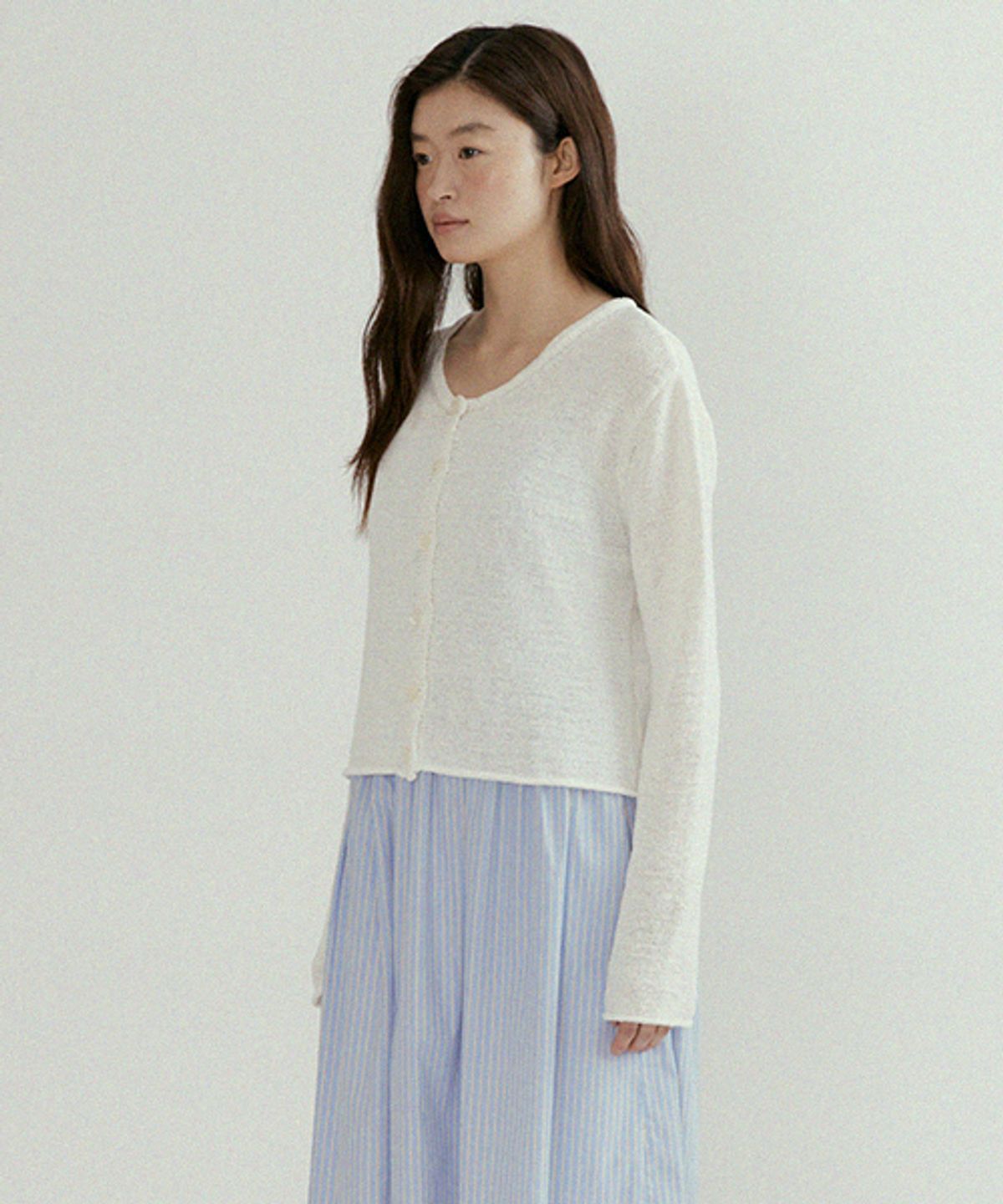링서울(LINGSEOUL) linen blended knit cardigan-ivory