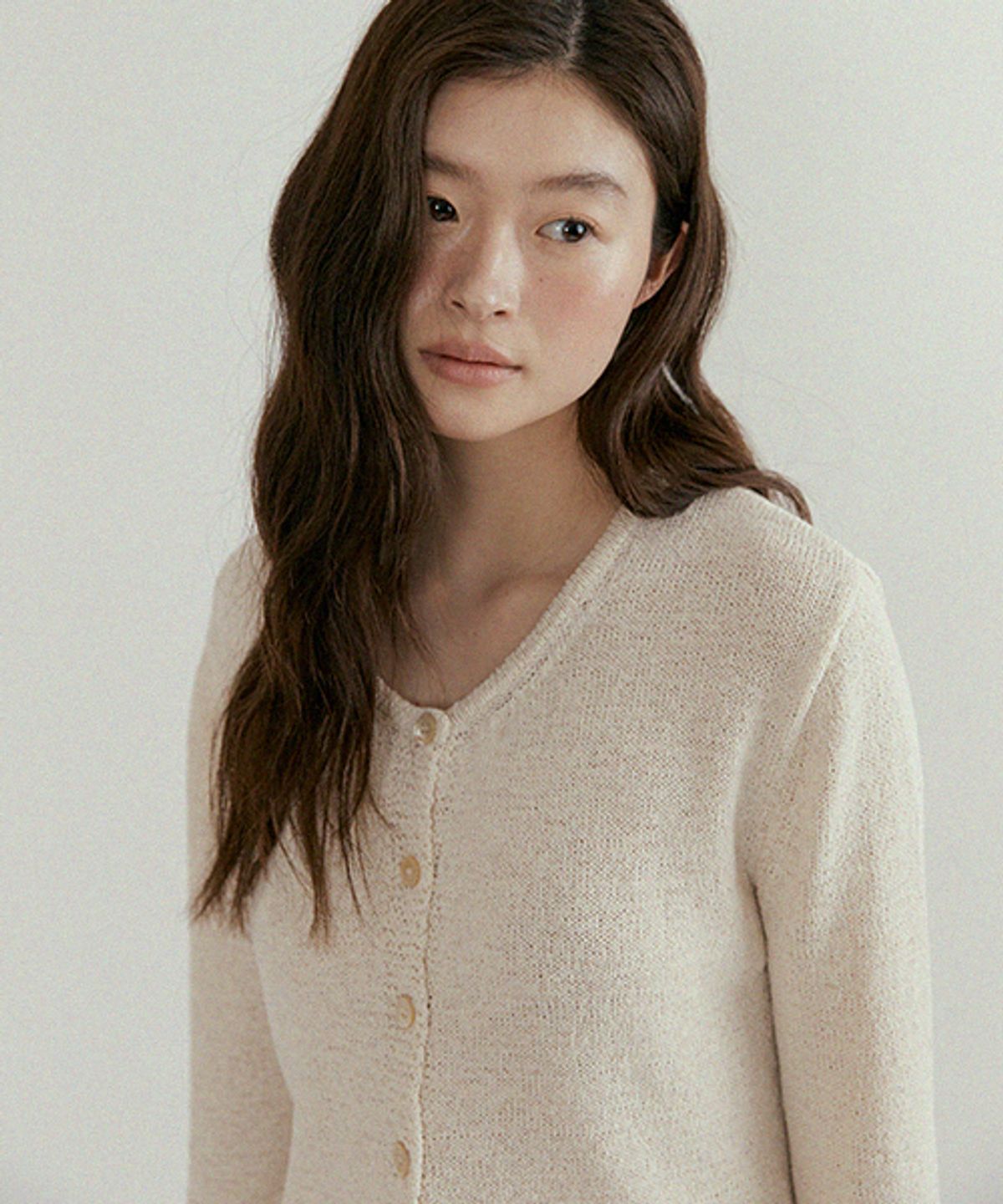 링서울(LINGSEOUL) linen blended knit cardigan-oatmeal