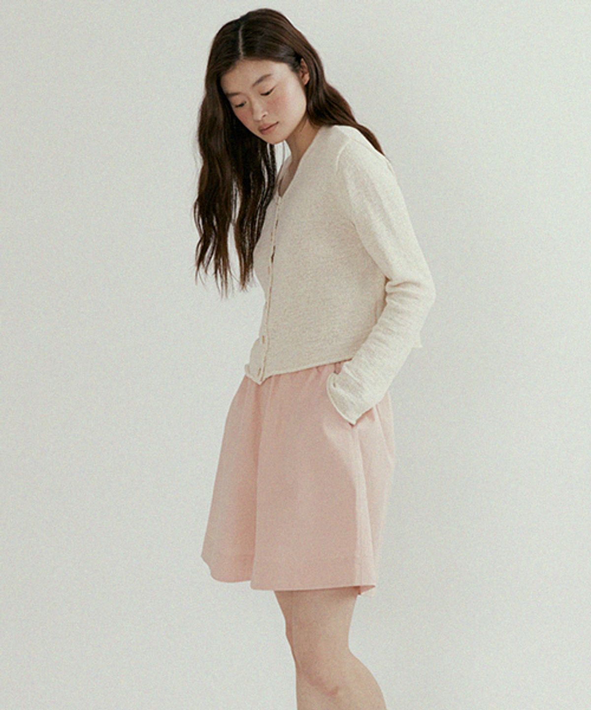링서울(LINGSEOUL) linen blended knit cardigan-oatmeal