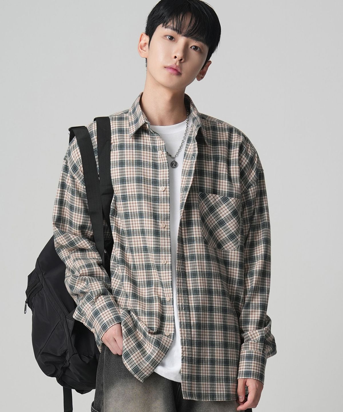 어반드레스(AVANDRESS) Alton Overfit Check Shirt BLUE