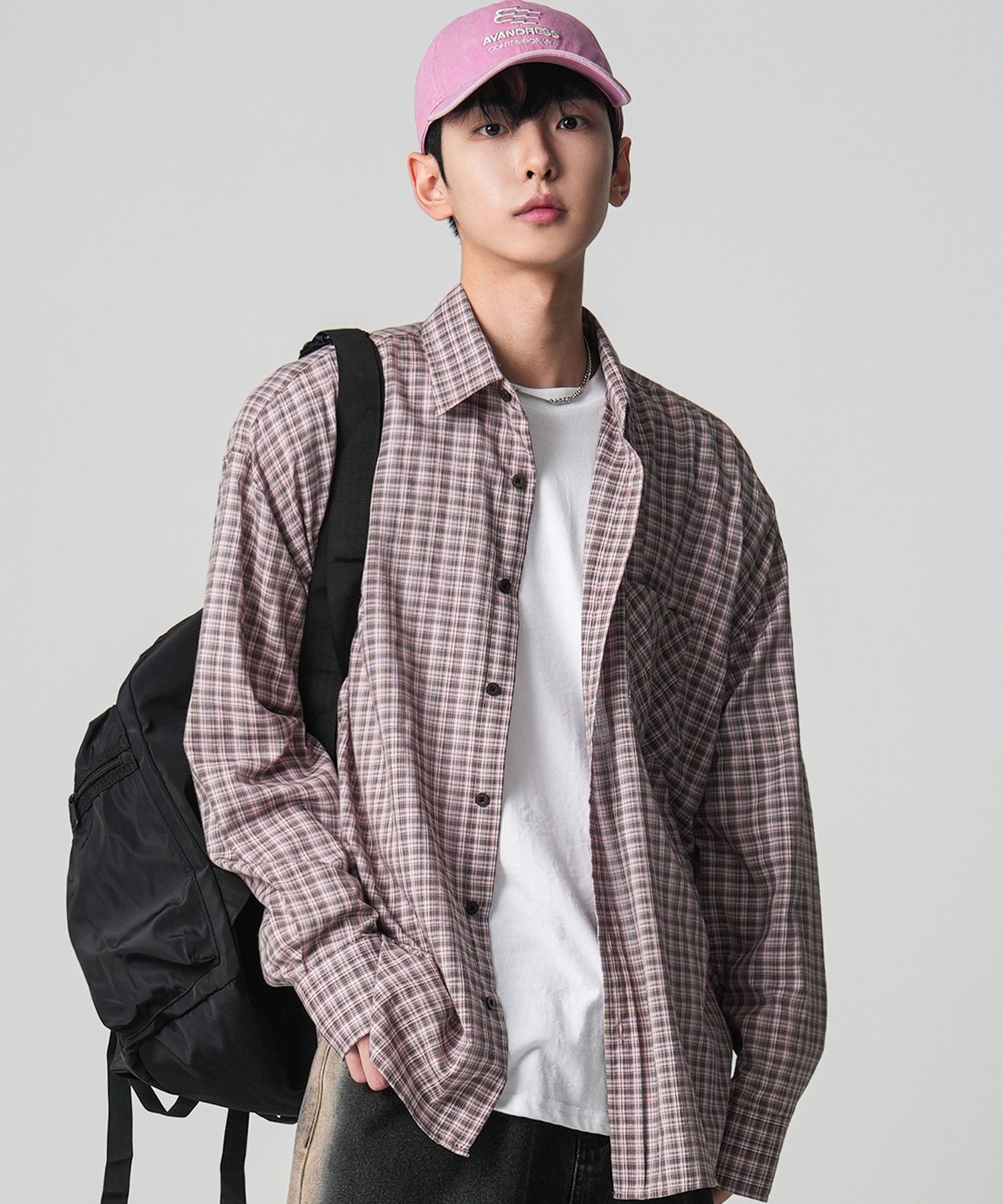 MUSINSA公式 | AVANDRESS OL Overfit Check Shirt PINK