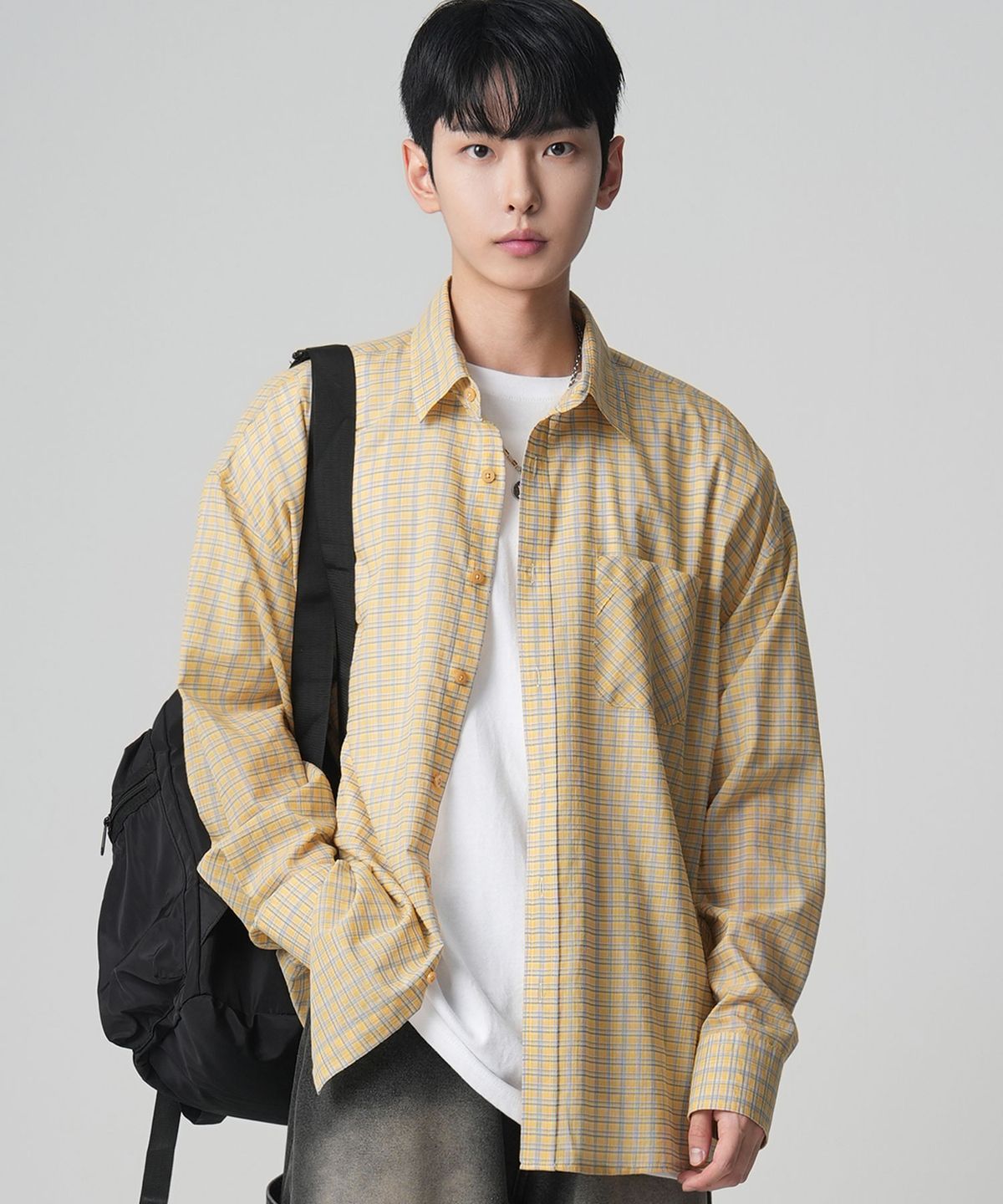 어반드레스(AVANDRESS) OL Overfit Check Shirt YELLOW