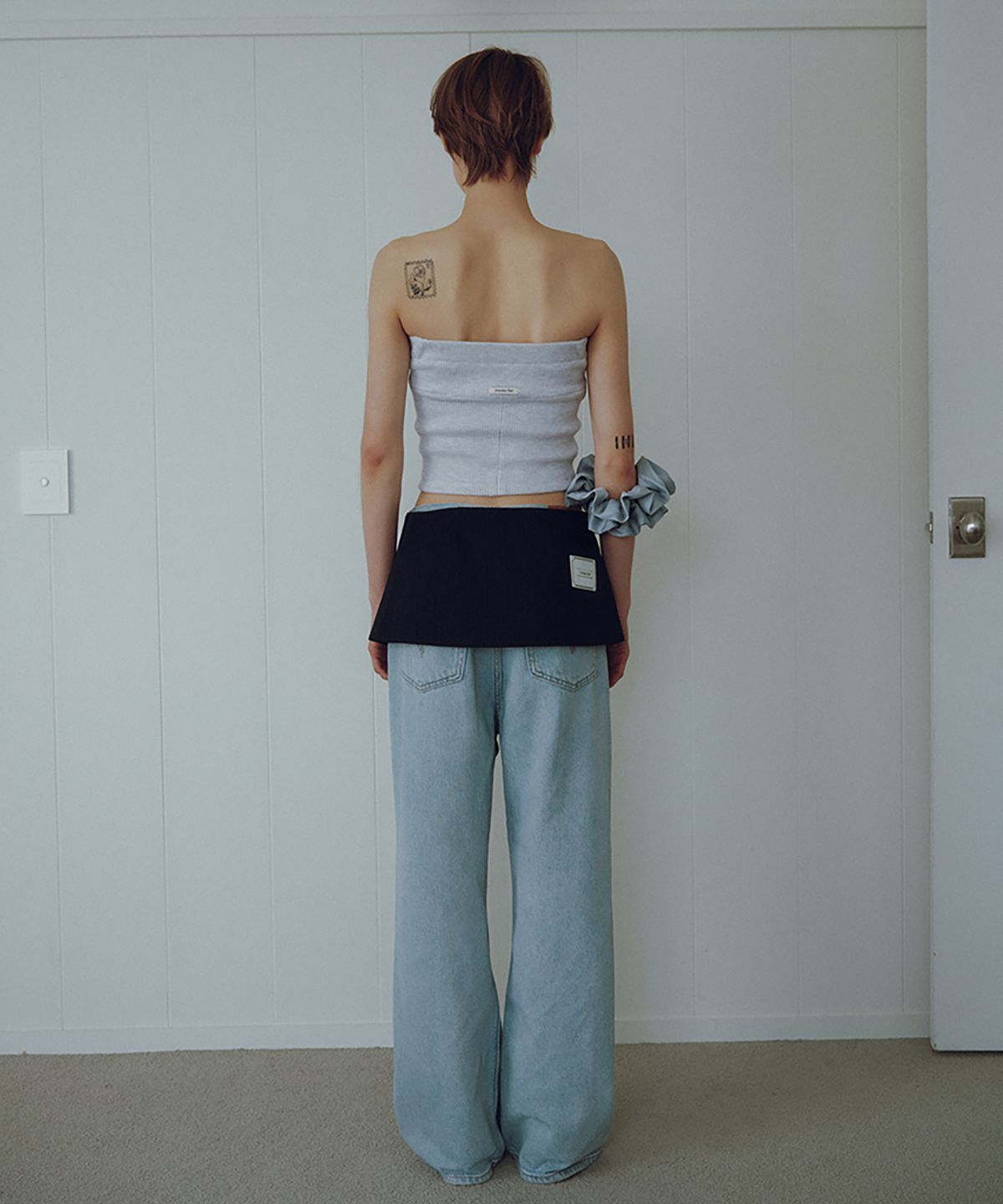 오버듀플레어(OVERDUEFLAIR) OF WAFFLE TUBE TOP_WHITE MELANGE