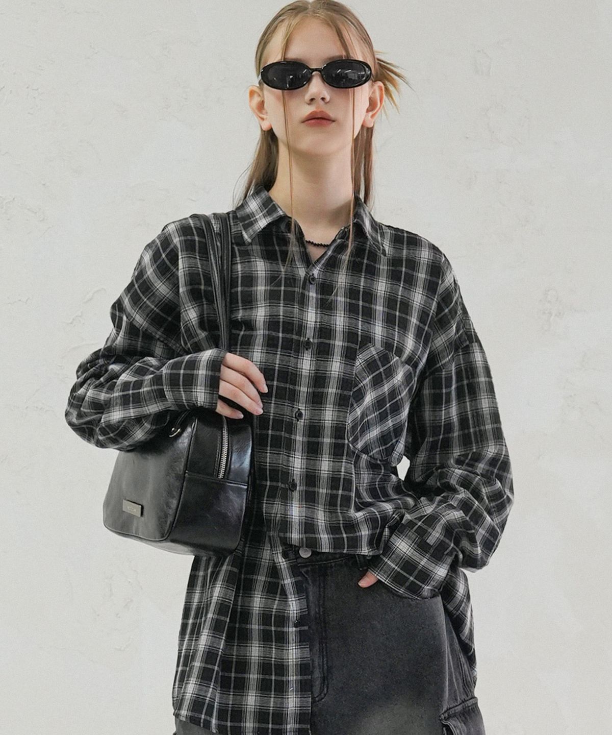 어반드레스(AVANDRESS) Smith Overfit Check Shirt CHARCOAL