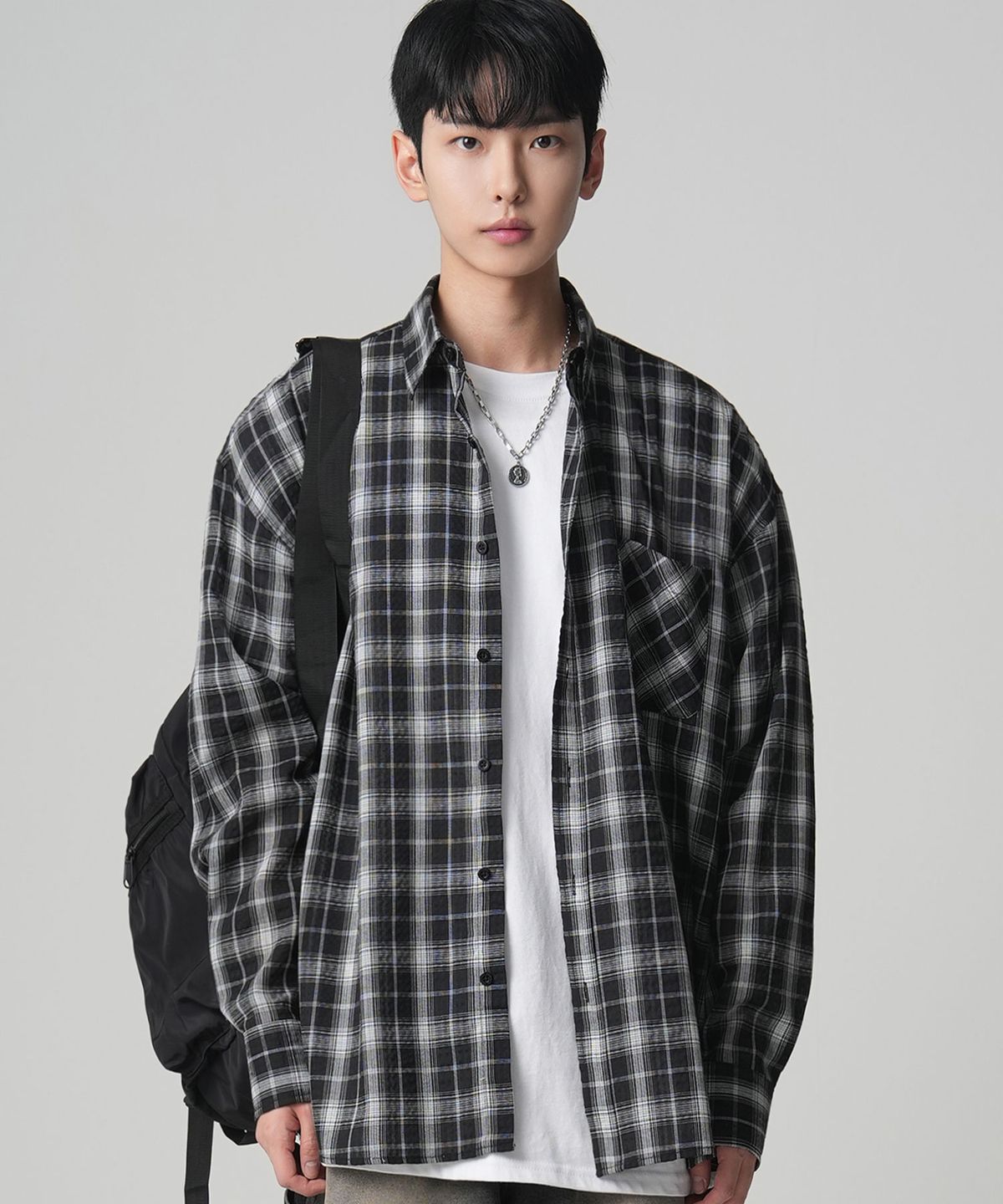 어반드레스(AVANDRESS) Smith Overfit Check Shirt CHARCOAL