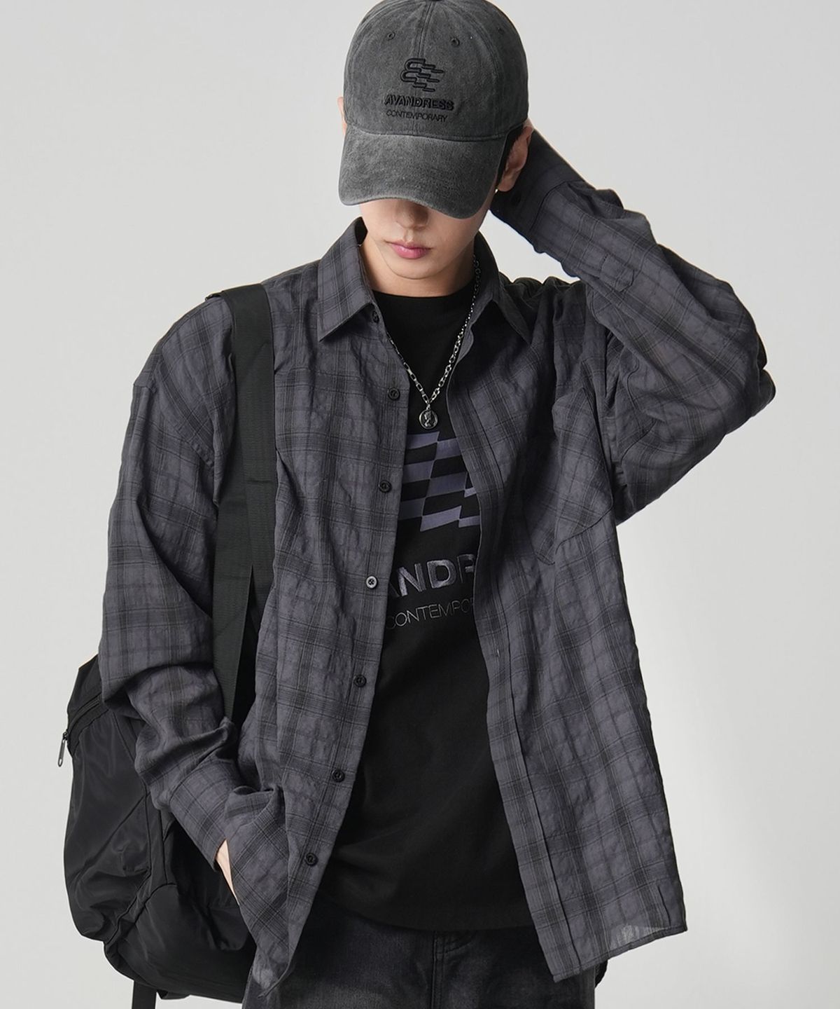 어반드레스(AVANDRESS) Smith Overfit Check Shirt WHITE