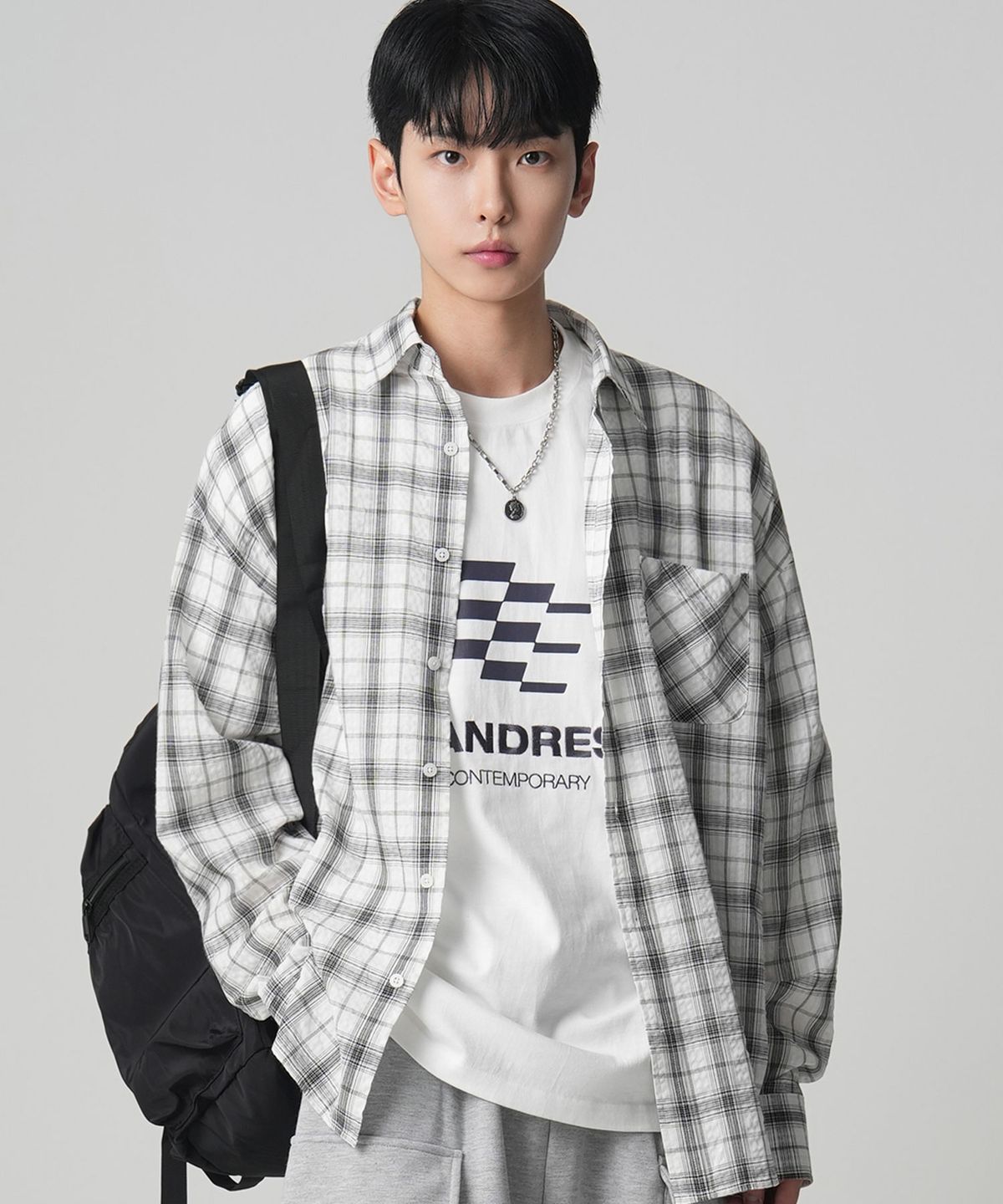 어반드레스(AVANDRESS) Smith Overfit Check Shirt WHITE