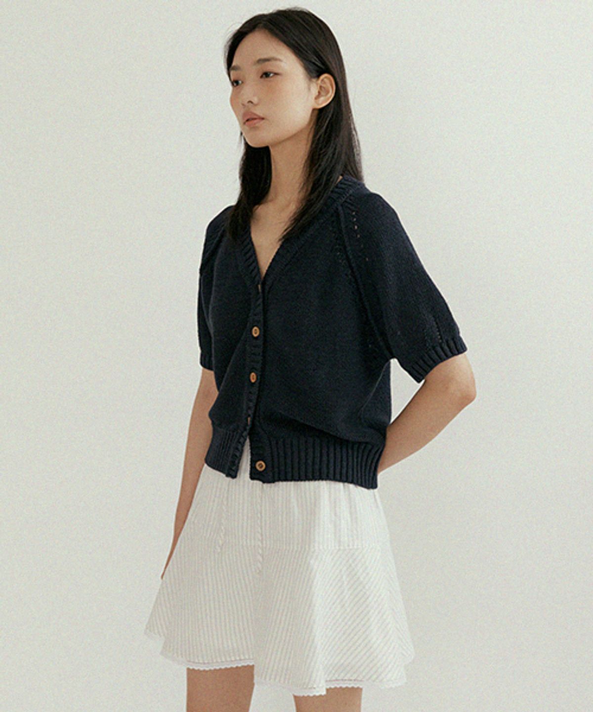 링서울(LINGSEOUL) hanji blended v-neck knit-navy