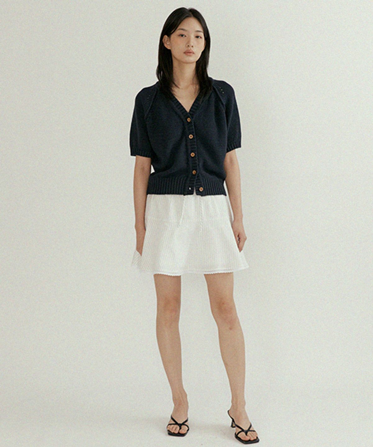 링서울(LINGSEOUL) hanji blended v-neck knit-navy
