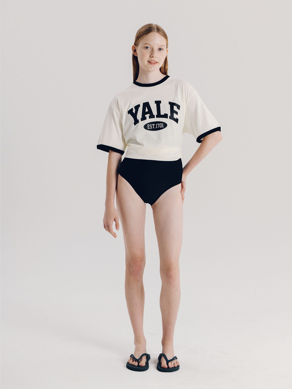 예일(YALE) 우먼즈 투톤아치 스윔수트 블랙