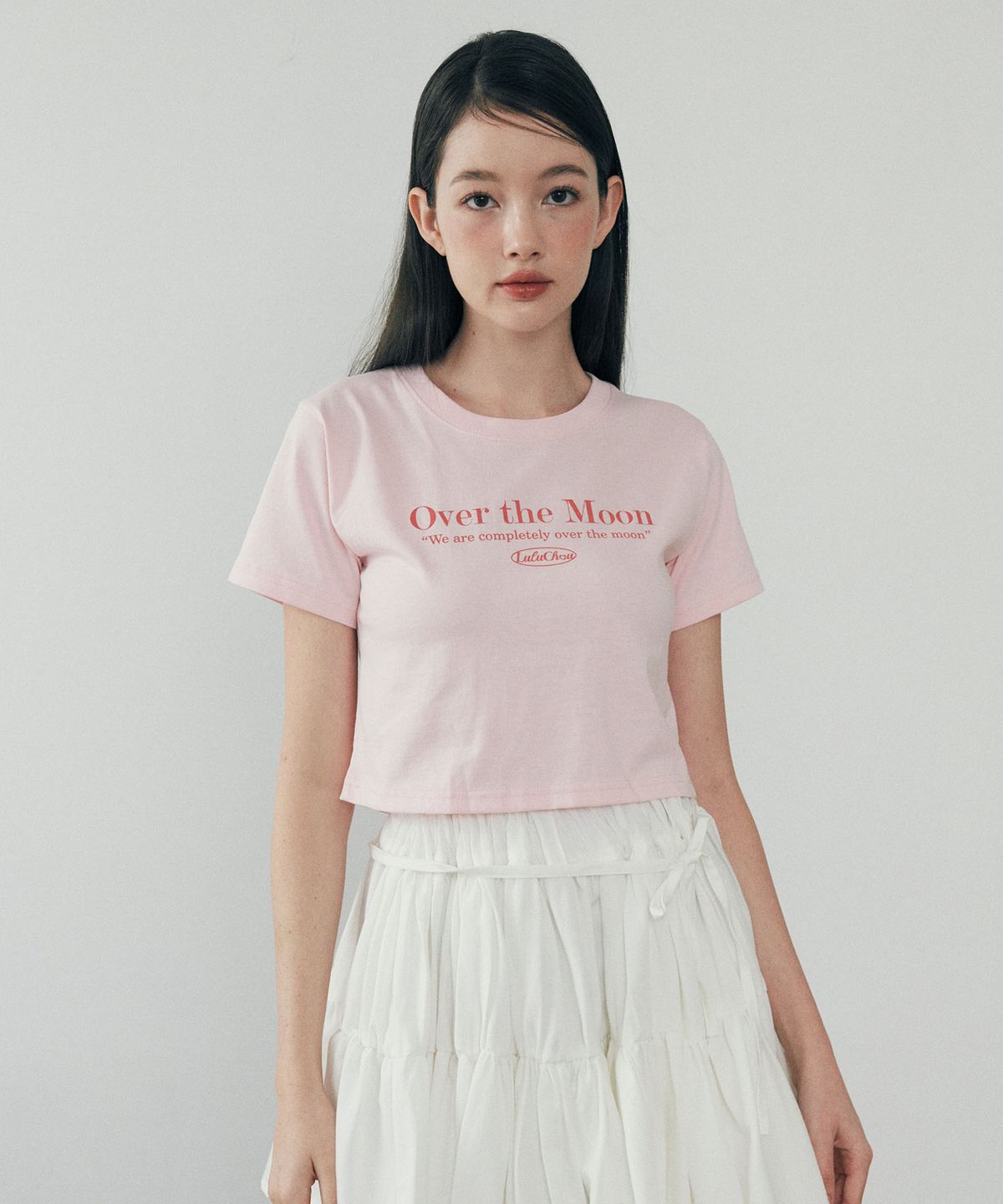 루루슈(LULUCHOU) Moon Crop T-shirt - GLOW PINK